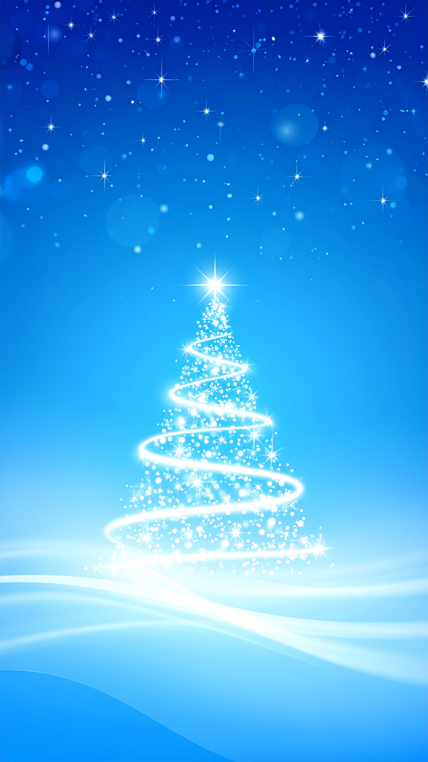 縦のクリスマスの青色背景イラスト