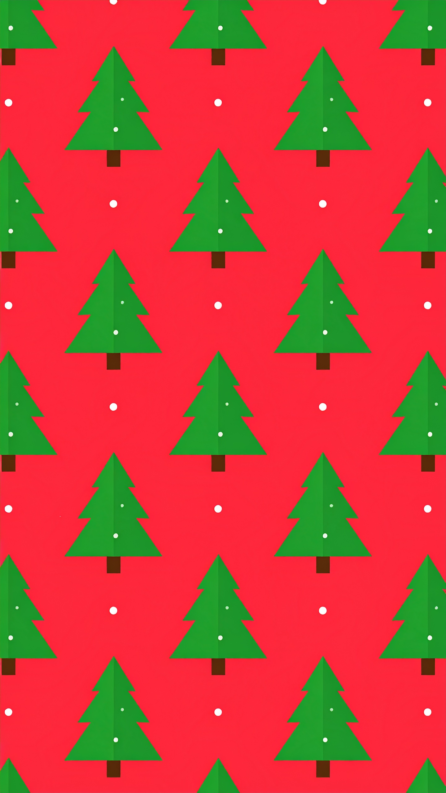 縦のクリスマスツリーのパターンの赤色背景イラスト