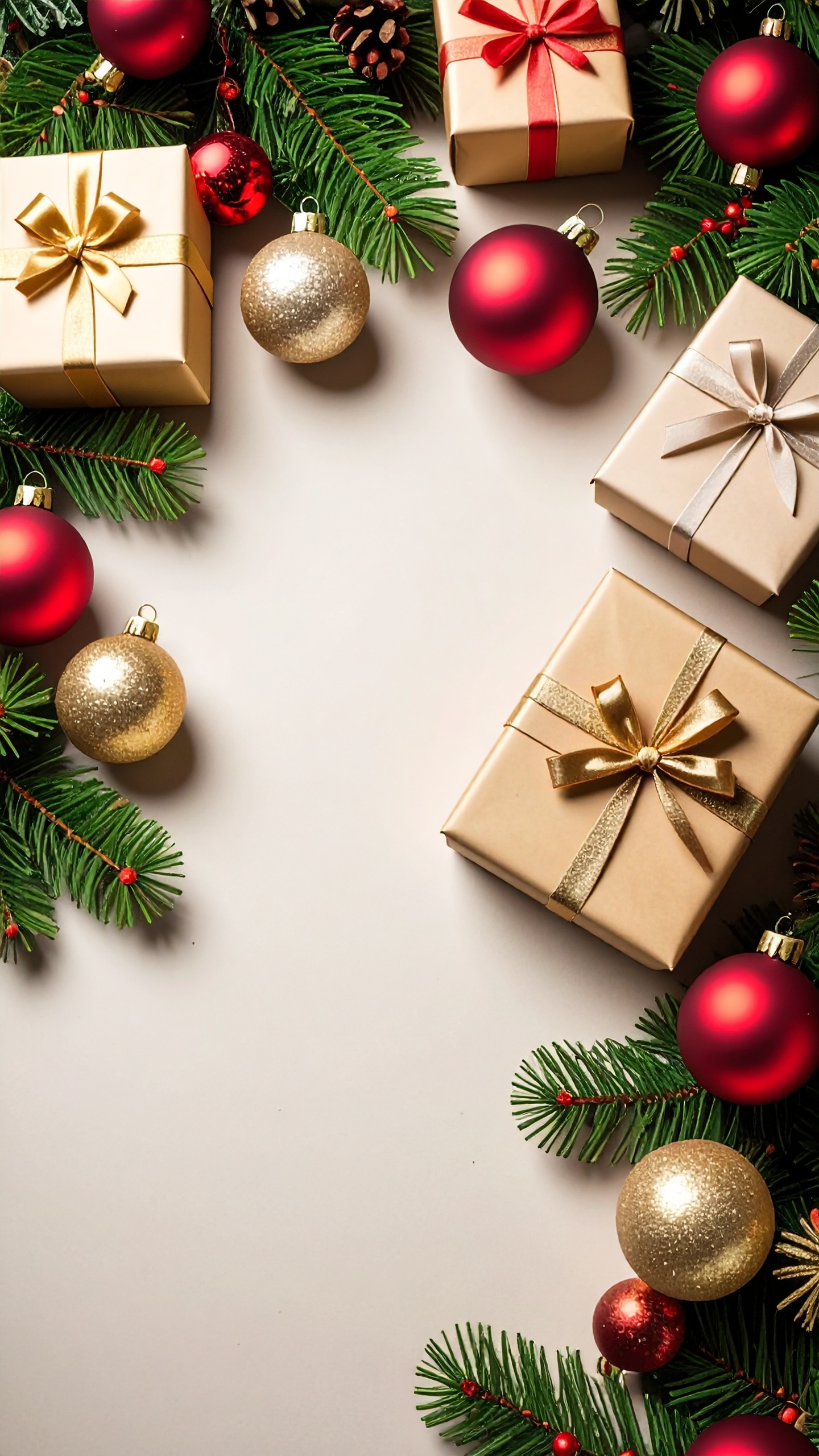 縦のクリスマスのベージュ色背景フリー素材