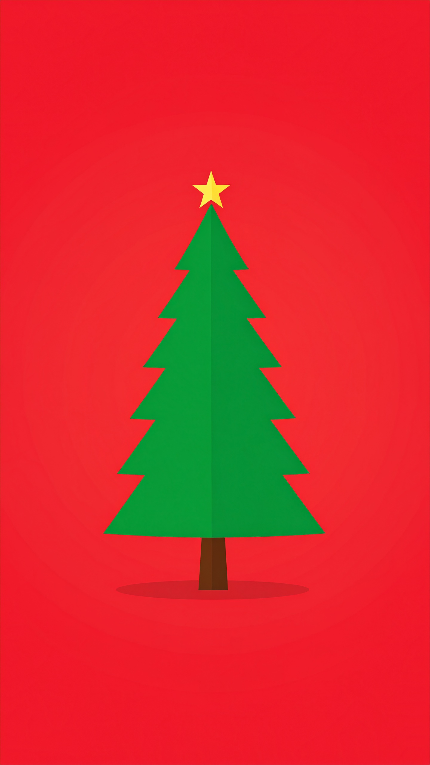 縦のクリスマスツリーのシンプルな赤色背景イラスト