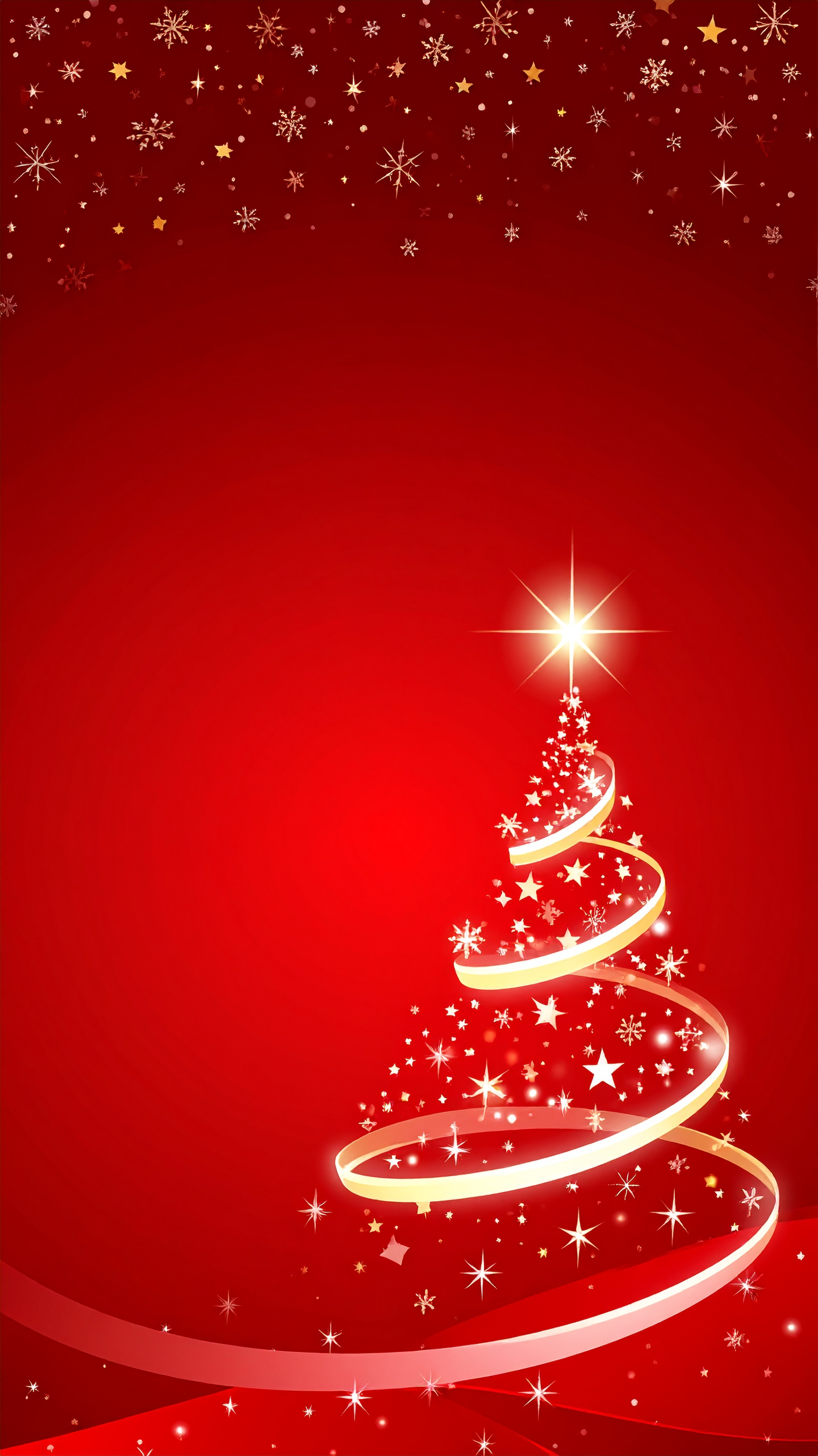 縦のクリスマスツリーのおしゃれな赤色背景画像