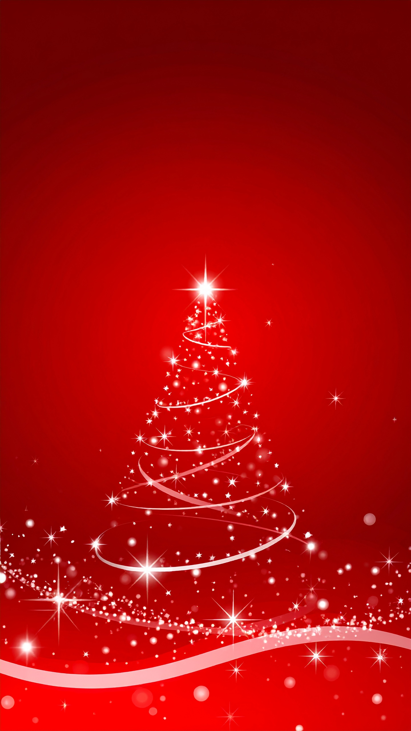 縦のクリスマスツリーのおしゃれな赤色背景フリー素材