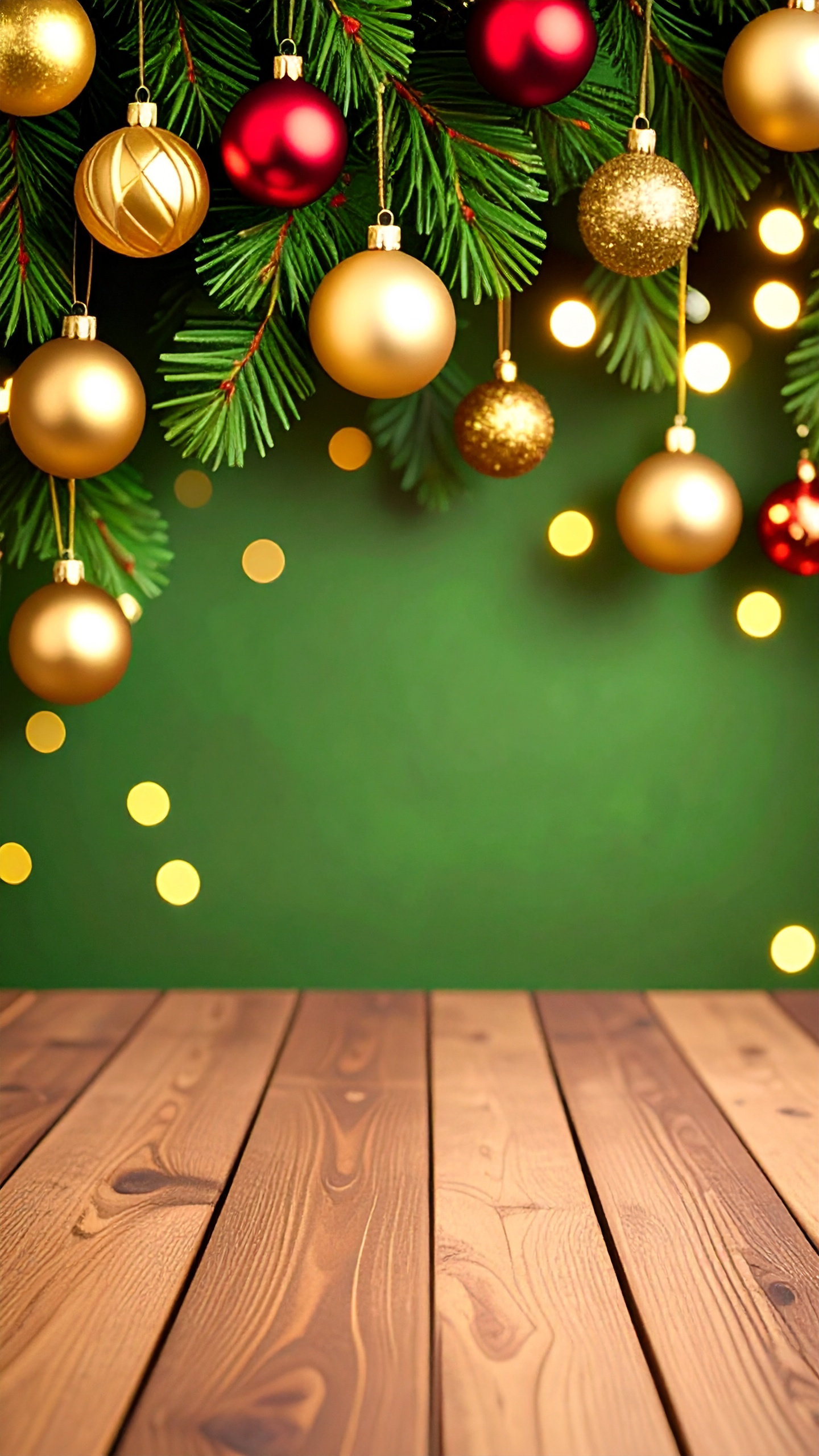 縦のクリスマスの緑色背景フリー素材