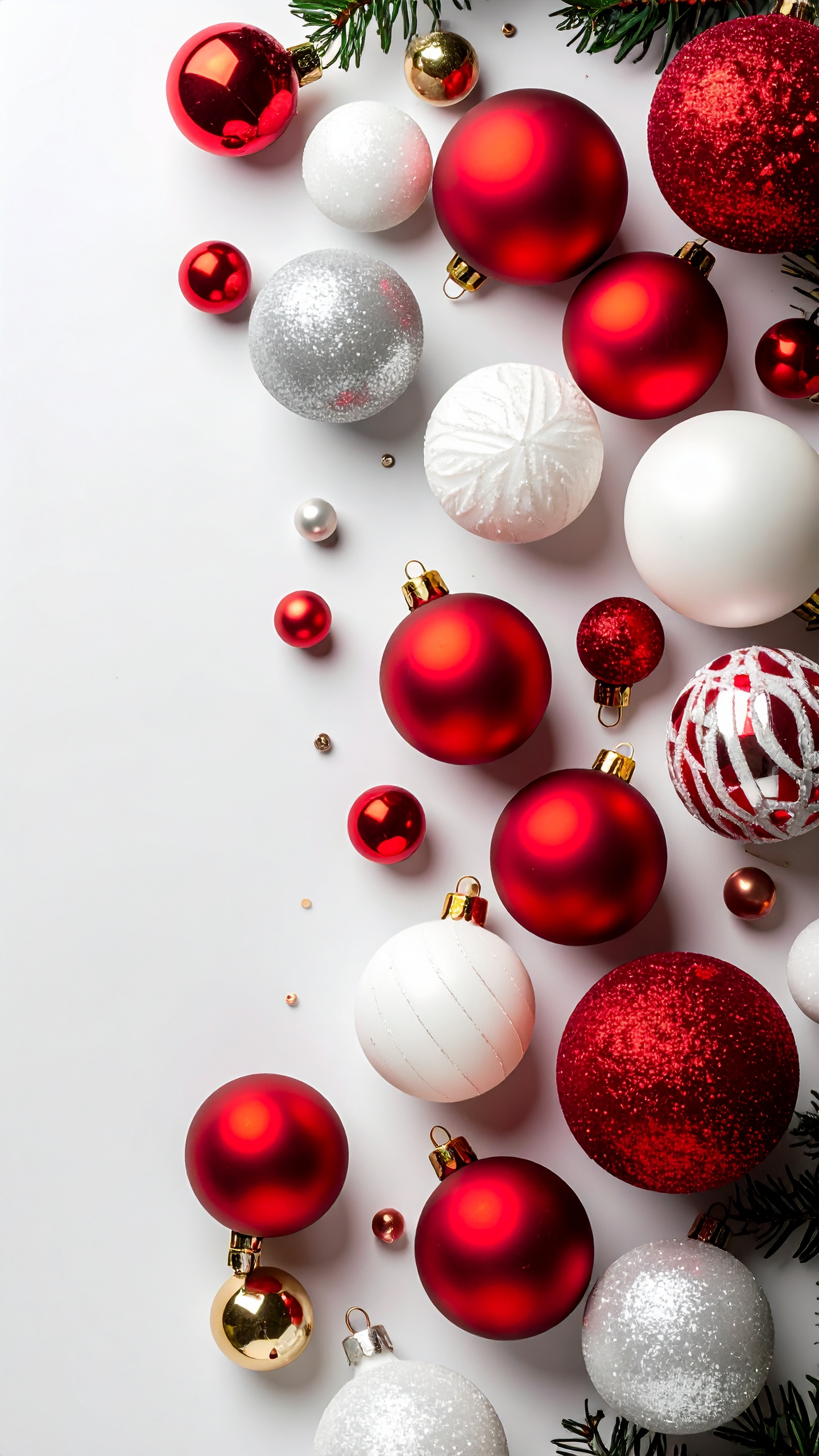 縦のクリスマスのオーナメントの白色背景フリー素材