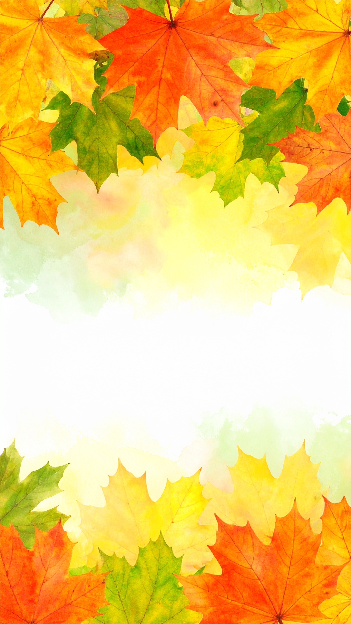 縦の秋の水彩シンプル背景イラスト