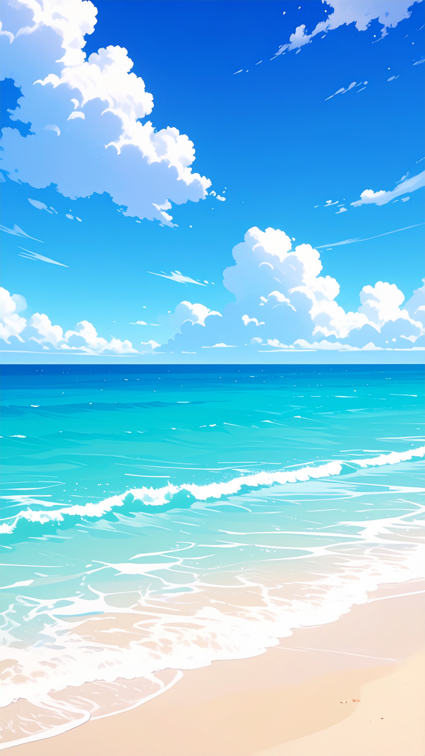 縦の夏の海と空の背景イラスト