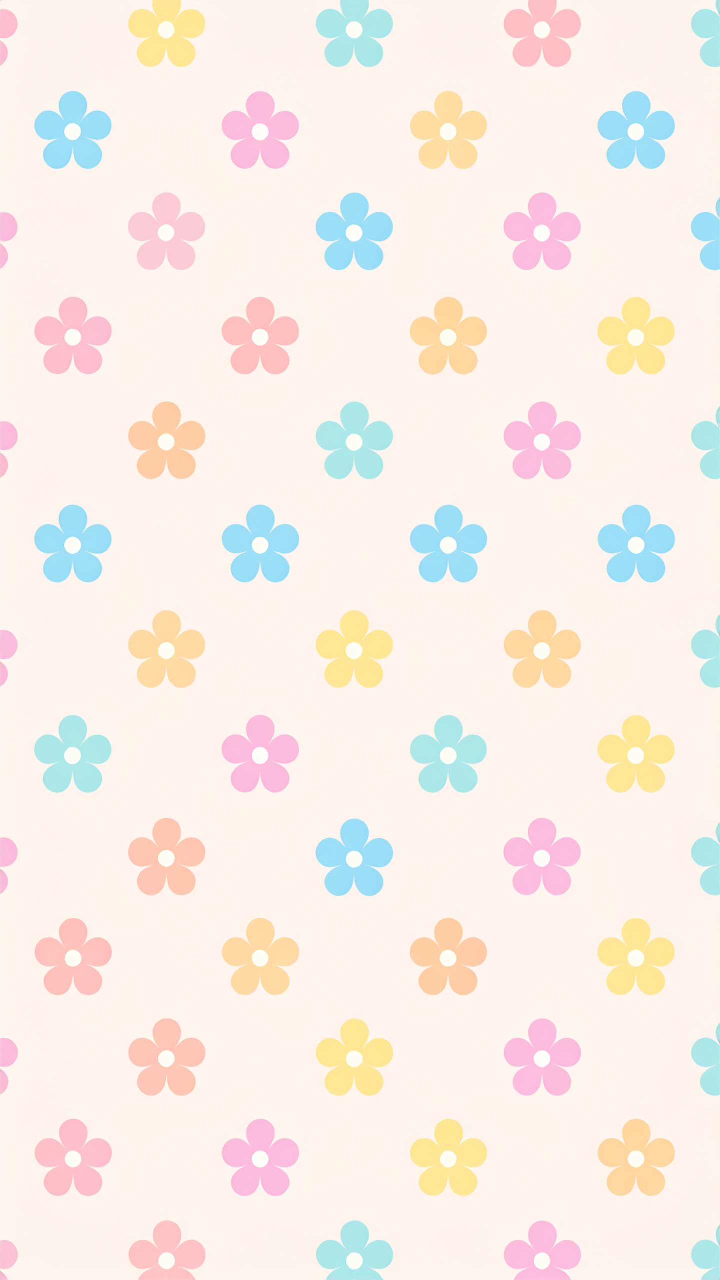 縦のシンプルな花のパターン背景イラスト（ベージュ）