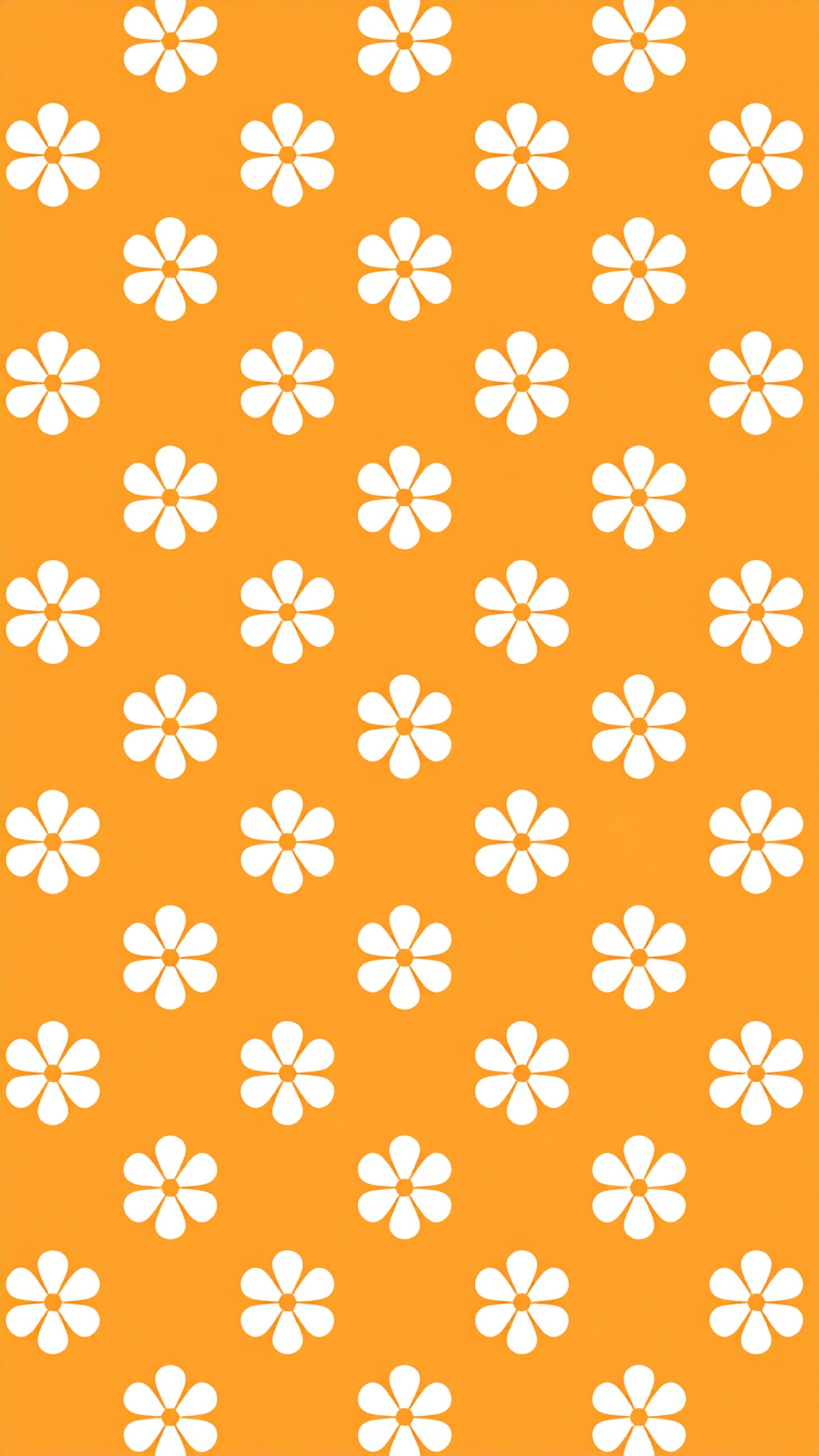 縦の花のパターン背景フリー素材（オレンジ）