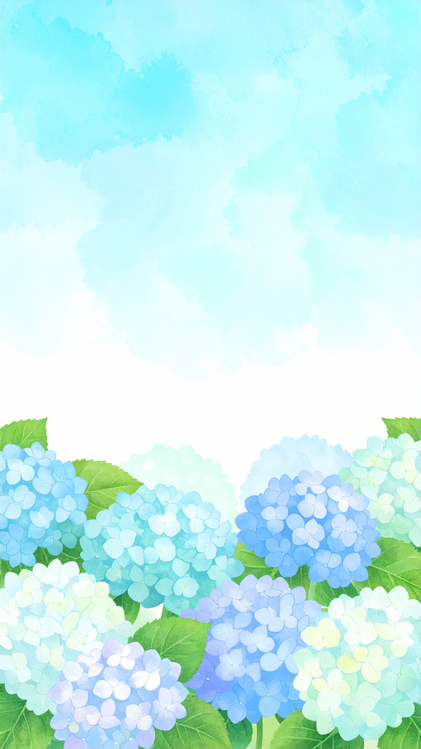 縦のあじさいの花の背景イラスト