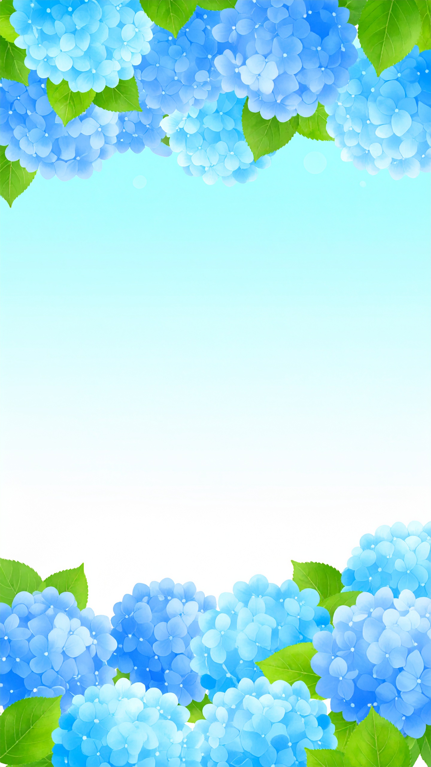 縦の青いあじさいの背景イラスト