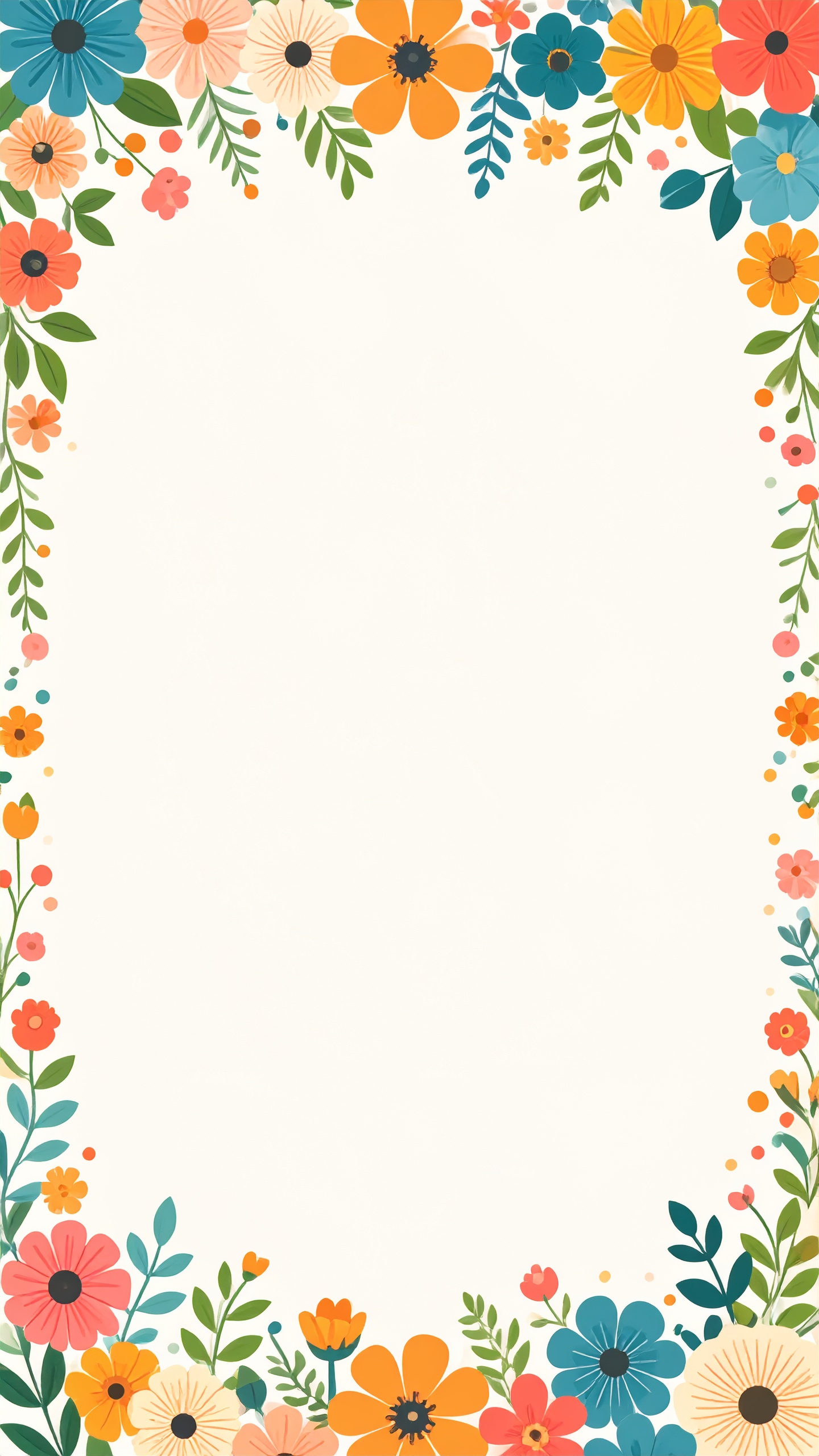 縦の花のフレーム背景イラスト