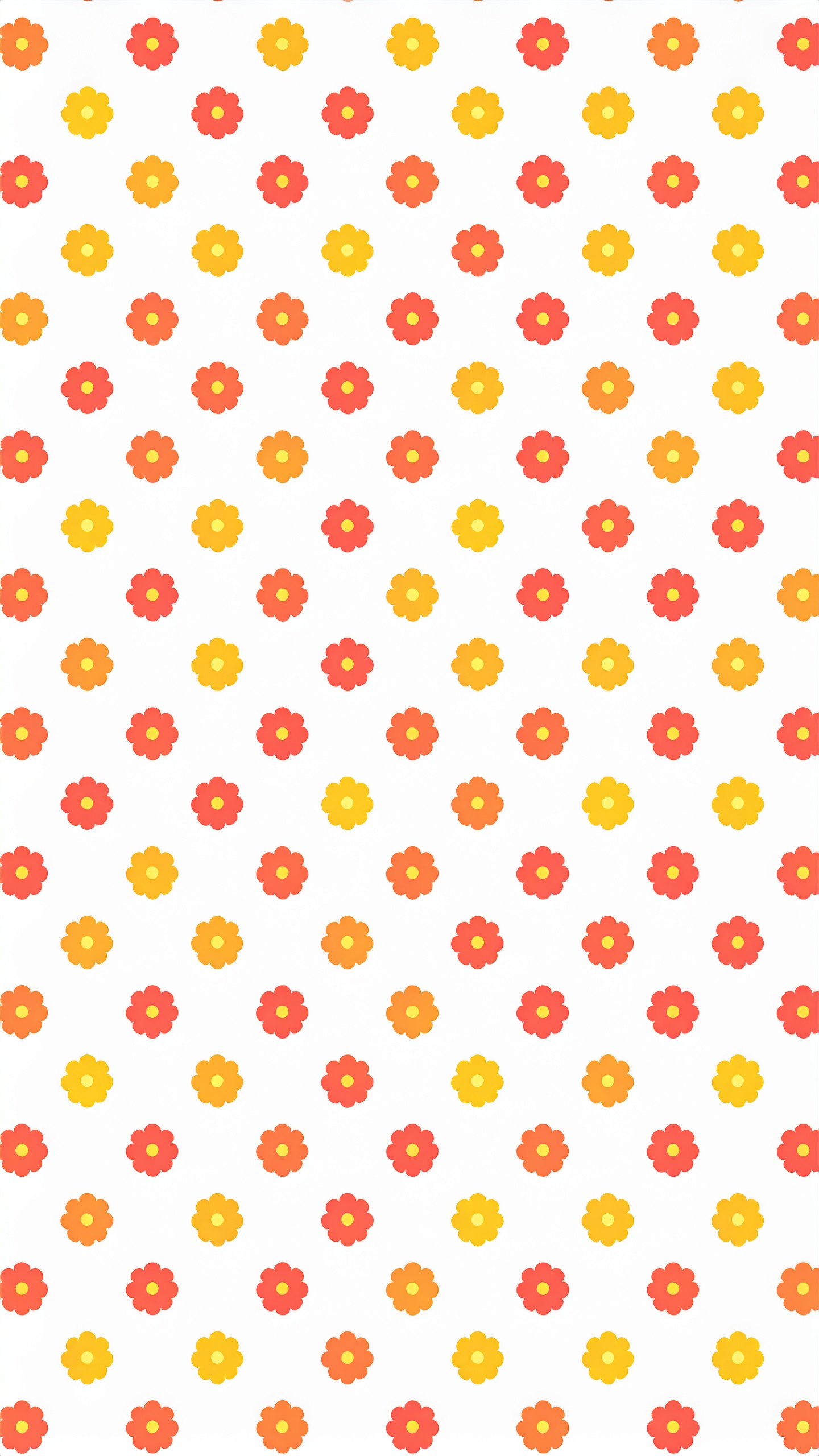 縦のシンプルな花のパターン背景イラスト（オレンジと白）