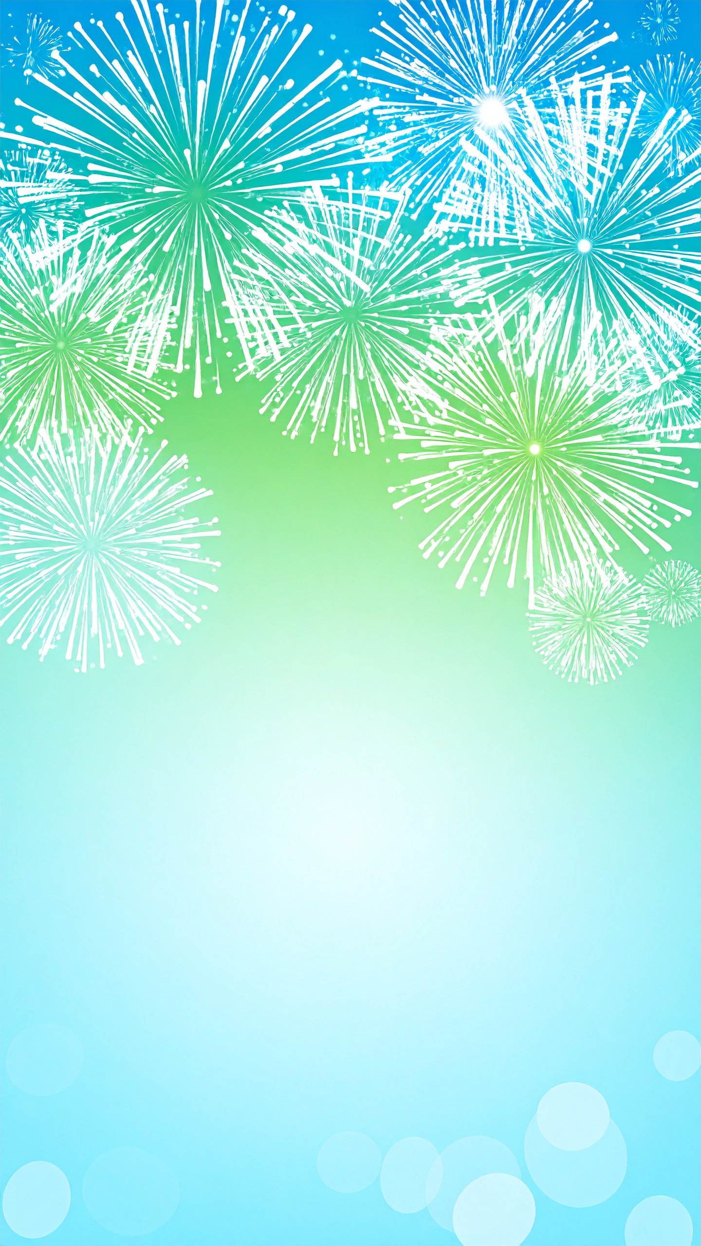 縦の花火の高画質な背景イラスト（青緑）