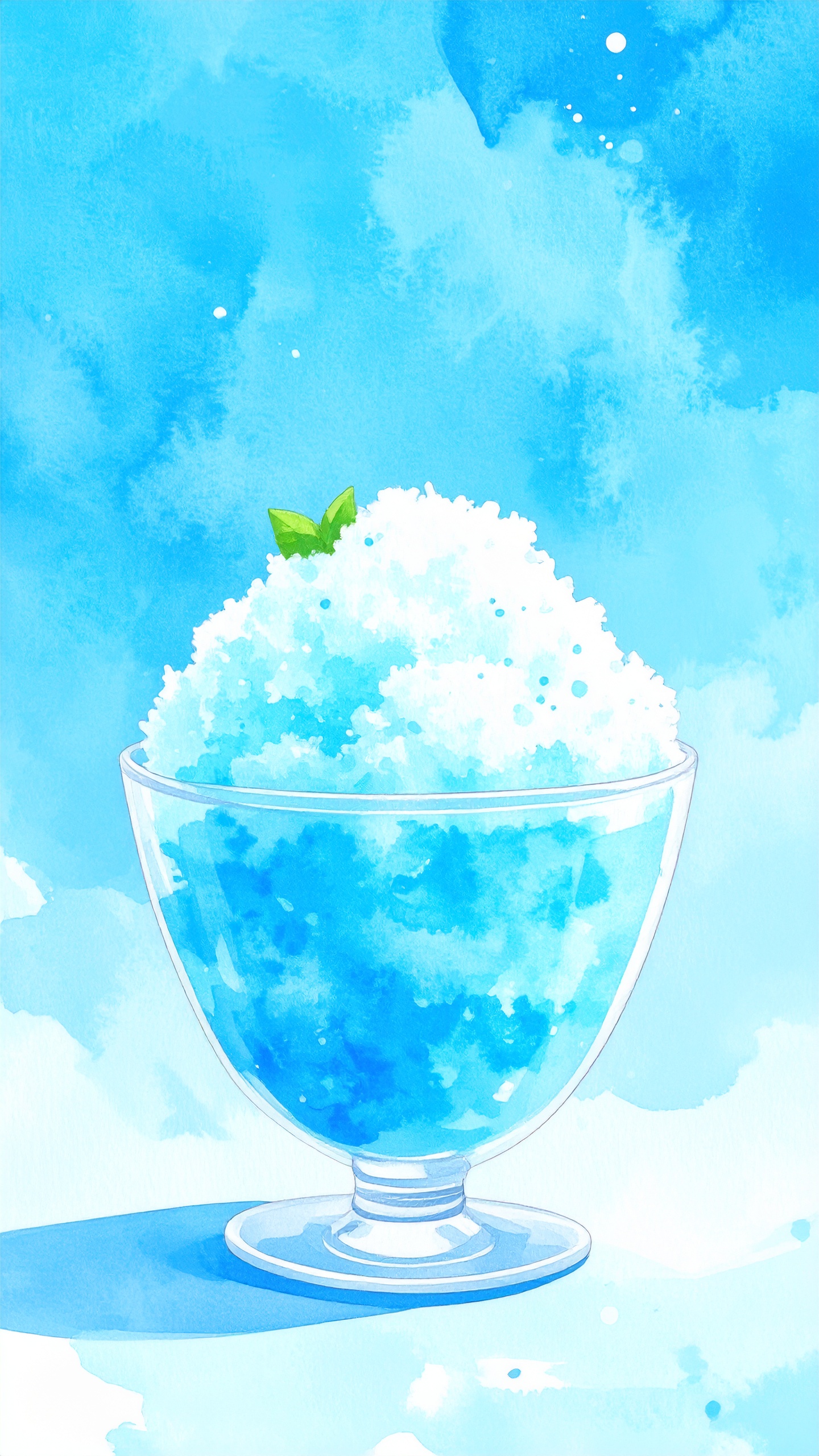 縦のかき氷の背景壁紙（ハワイアンブルー）