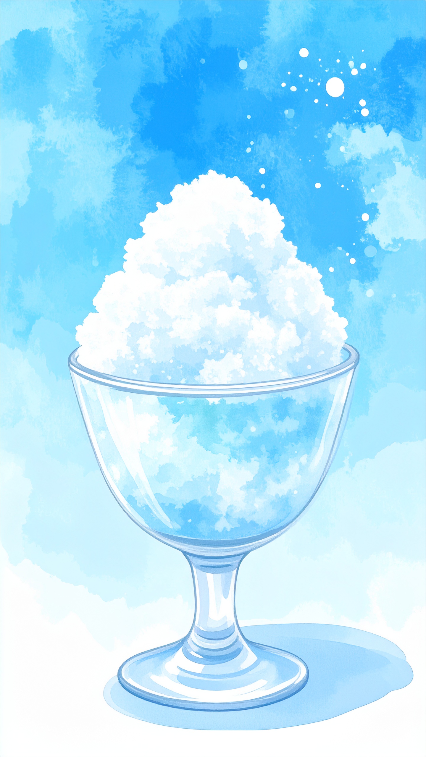 縦のかき氷の背景イラスト（ハワイアンブルー）