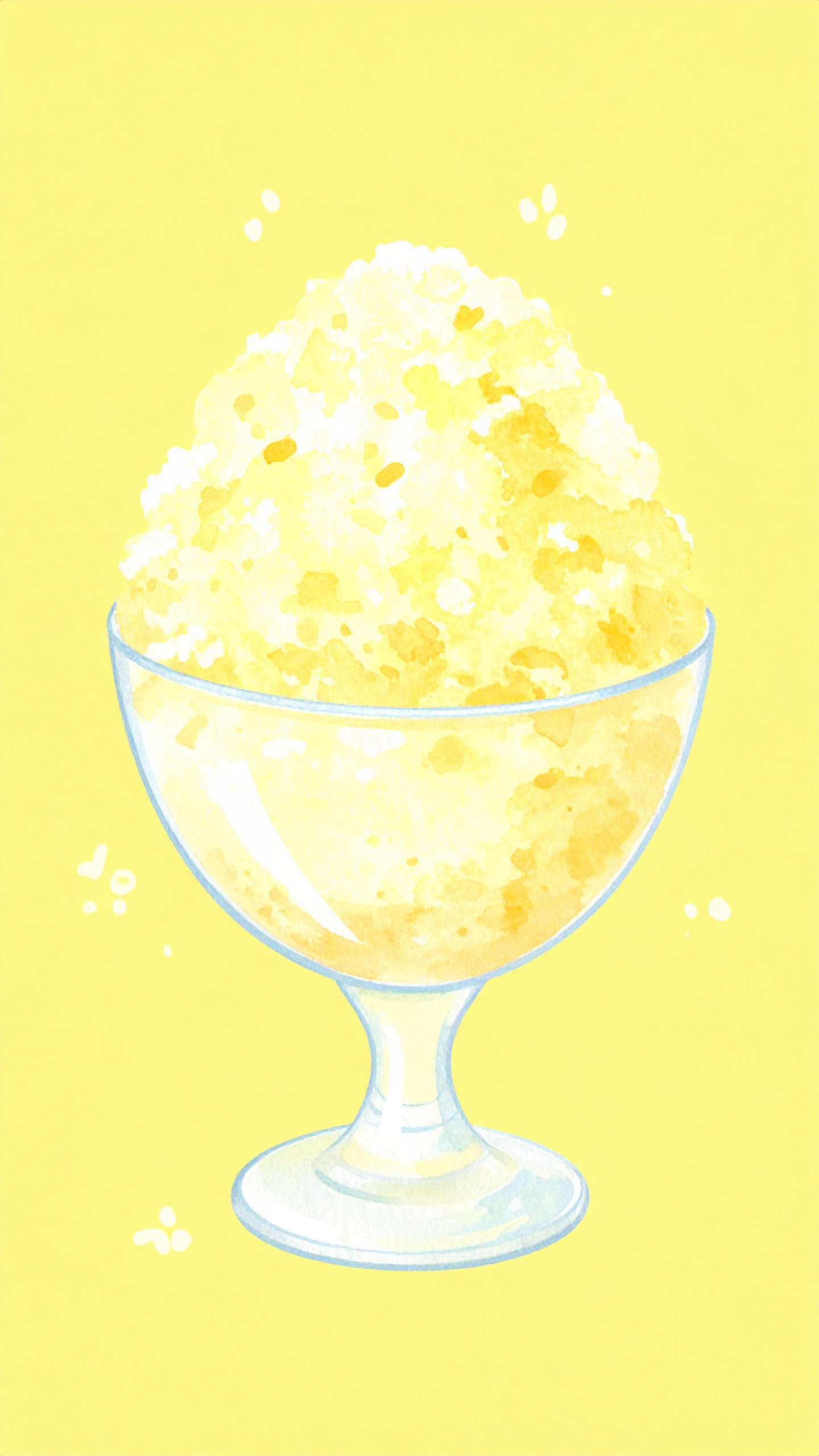 縦のかき氷の背景イラスト（レモン）