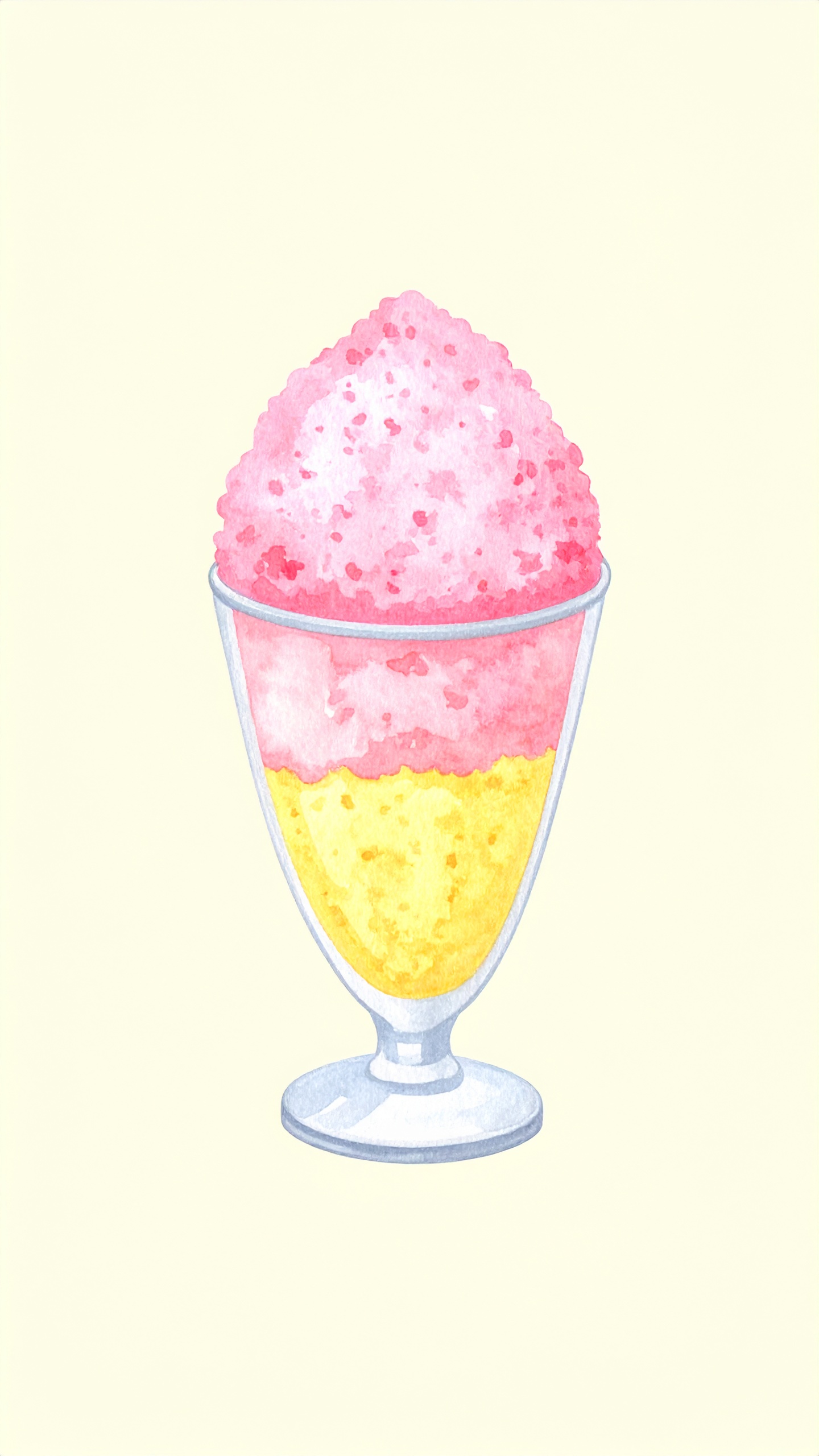 縦のかき氷の背景イラスト（苺レモン）