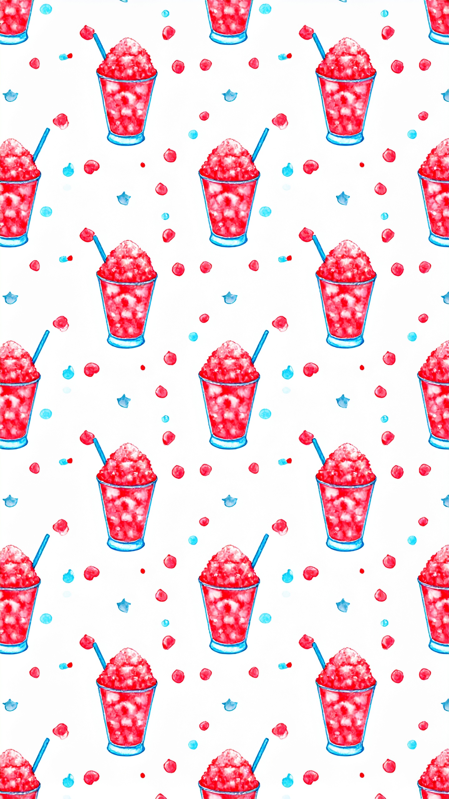 縦の夏のいちごのかき氷の背景イラスト