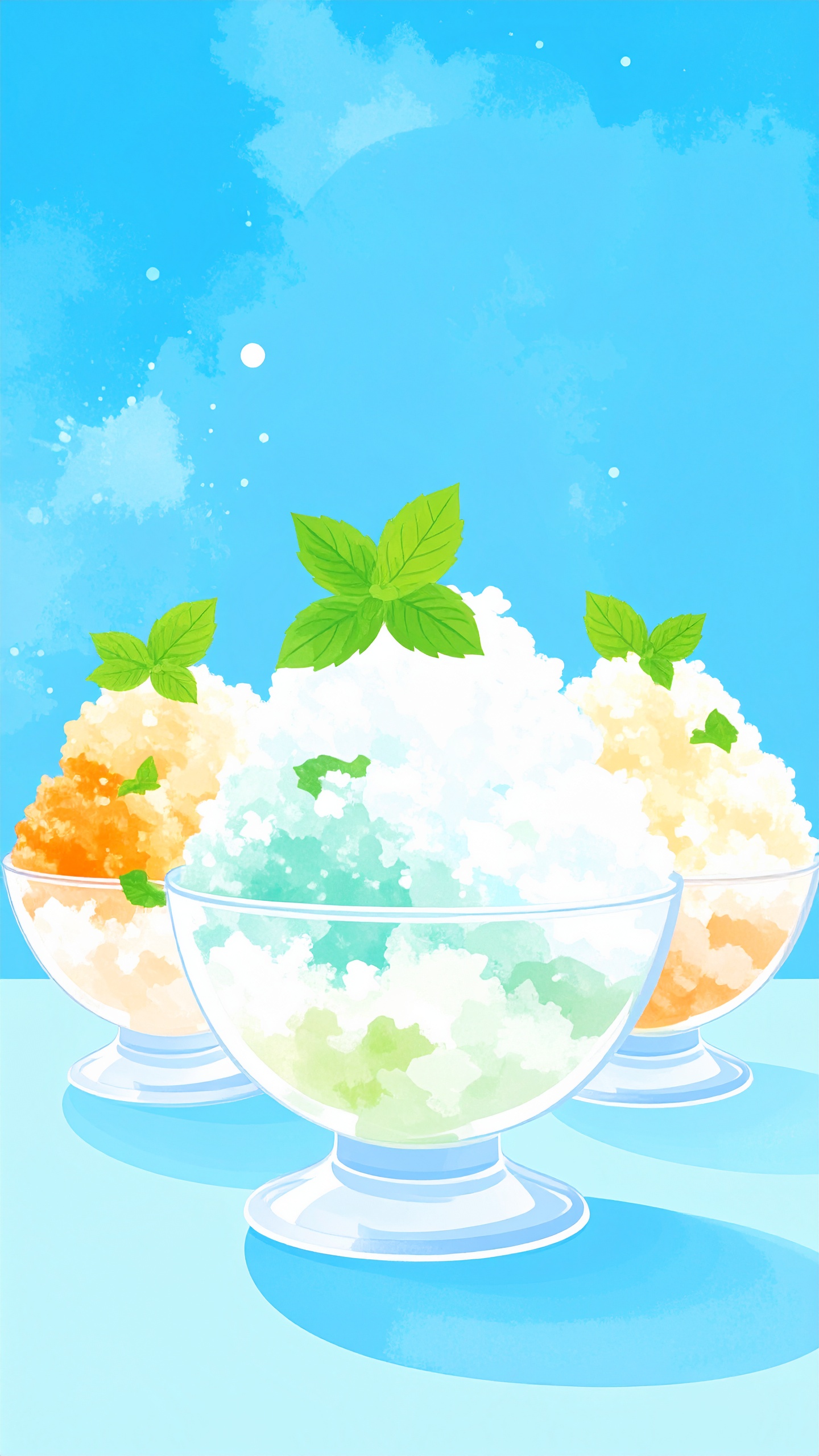 縦の夏のかき氷の背景イラスト
