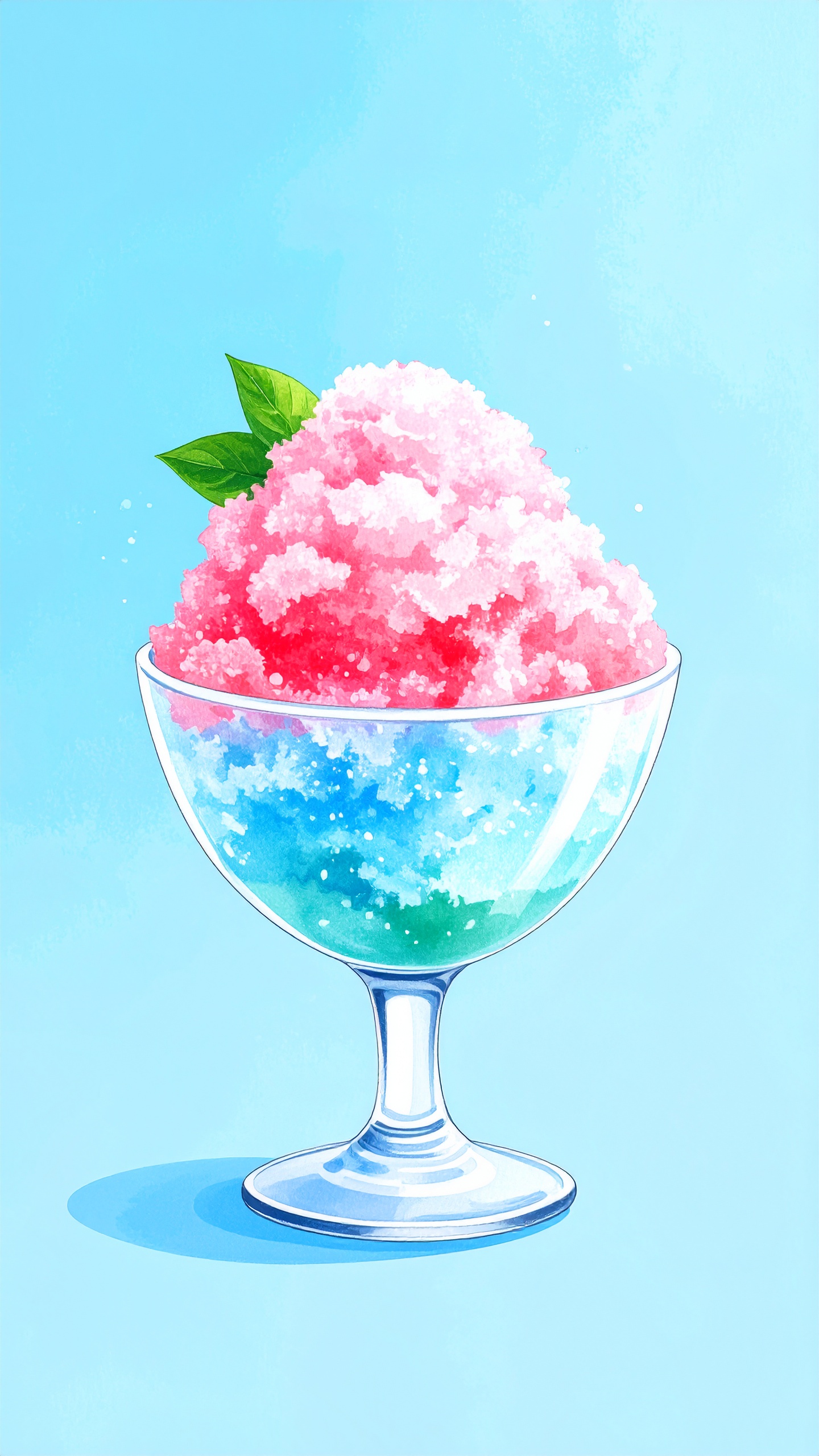 縦のかき氷の背景壁紙（いちご・ハワイブルー）