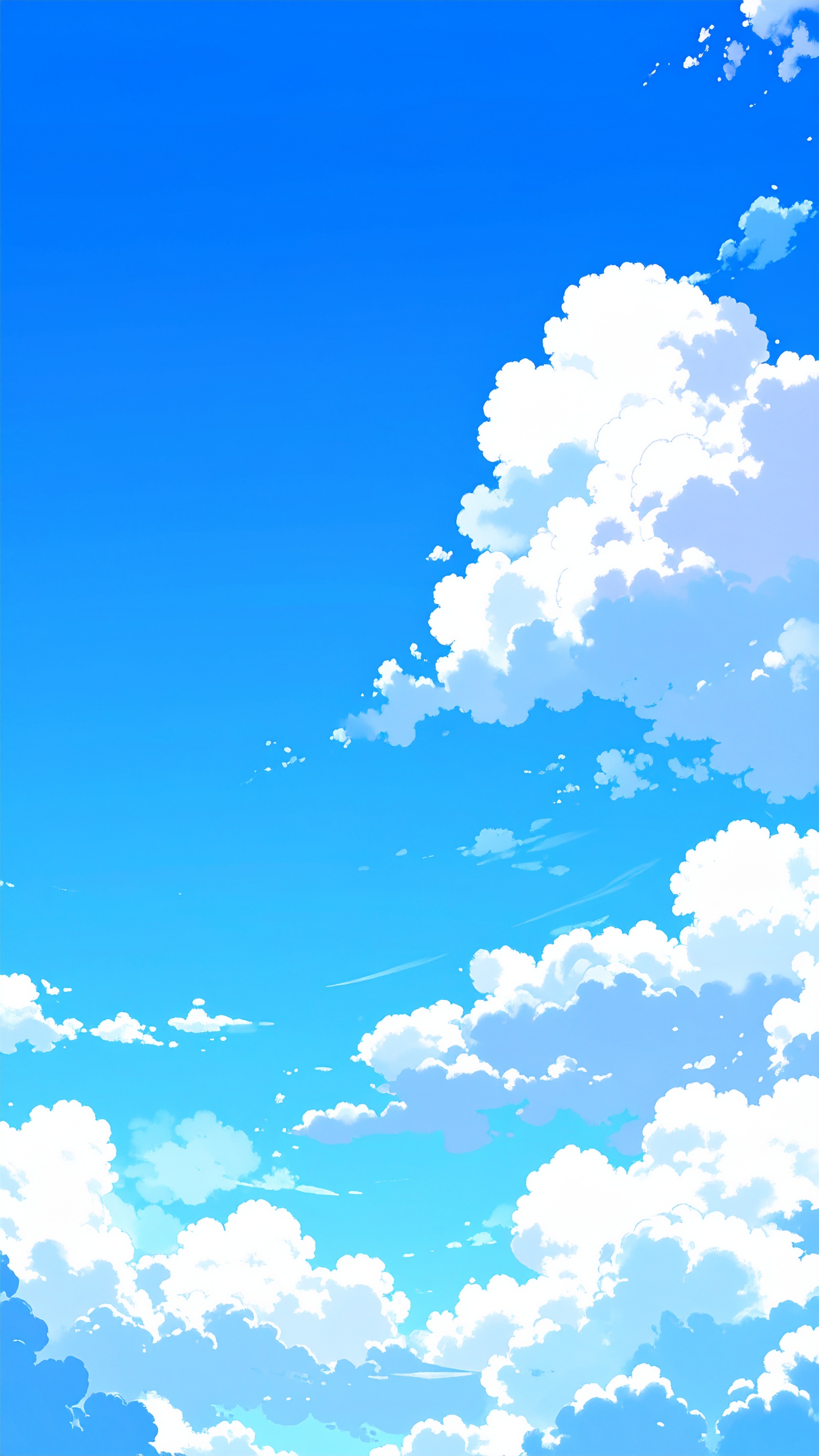 縦の青空のアニメ風背景フリー素材
