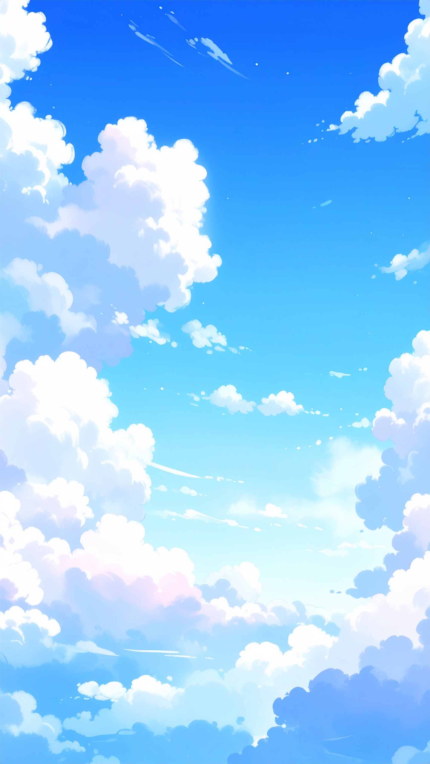 縦の青空のアニメ風背景イラスト