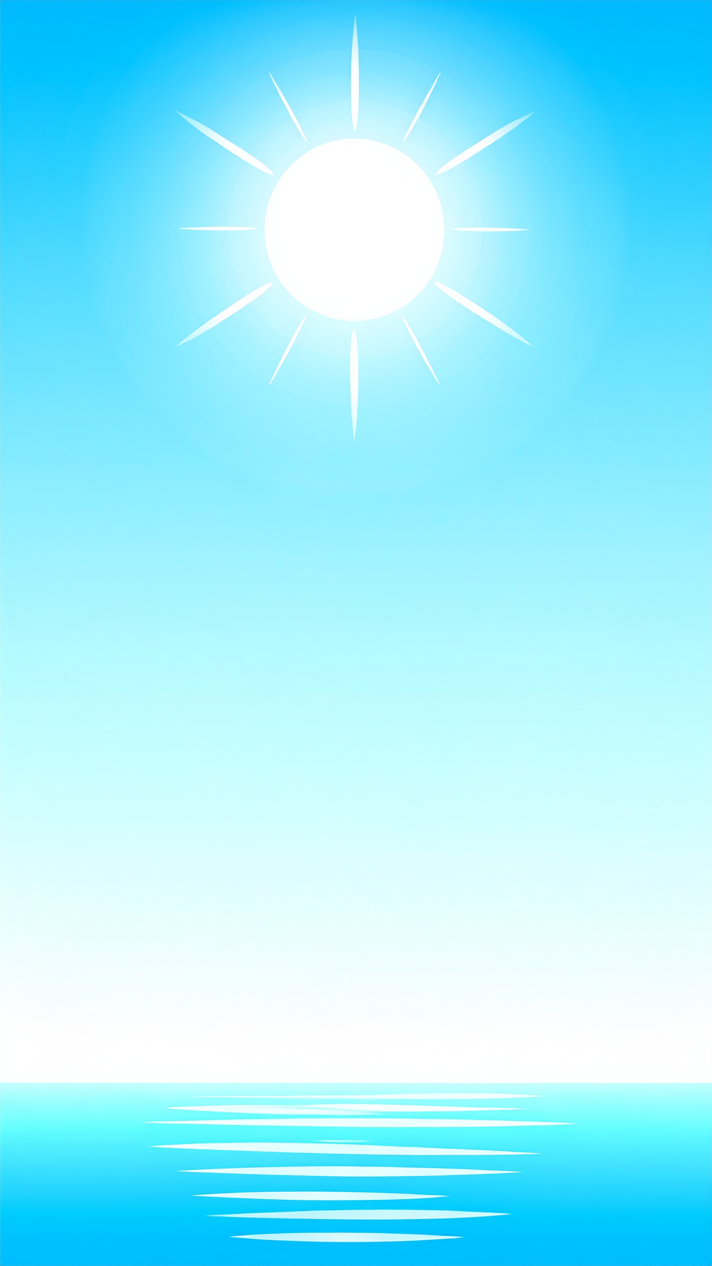 縦の青空と海と太陽の背景イラスト
