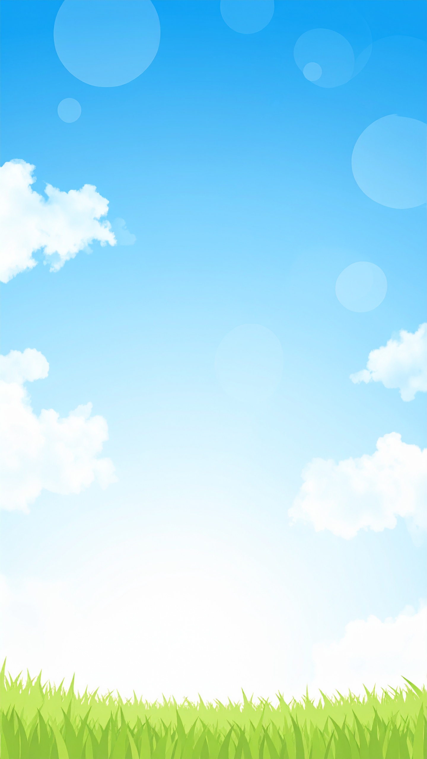 縦の青空と草原の背景イラスト