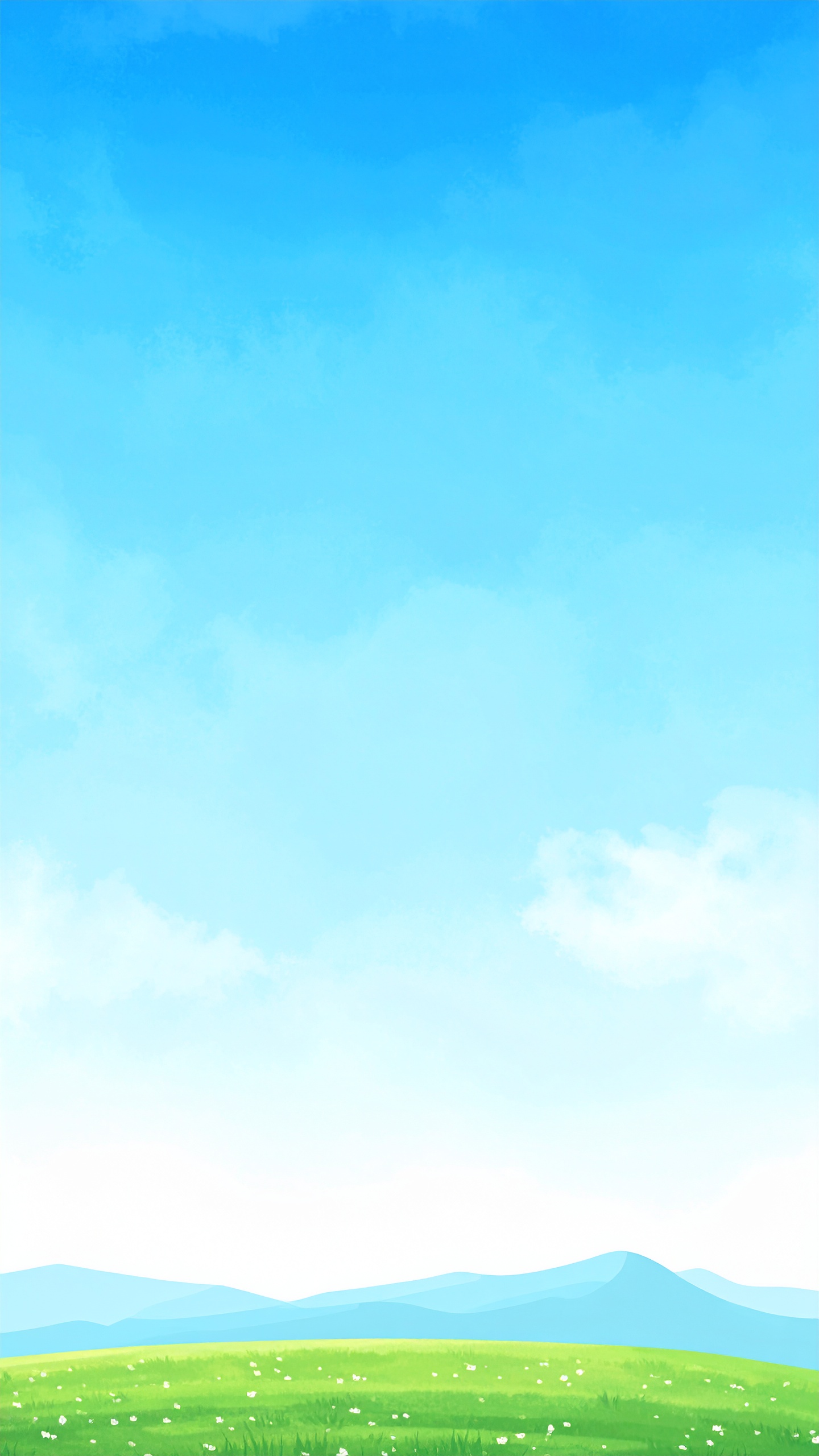 縦の青空と草原の背景イラスト