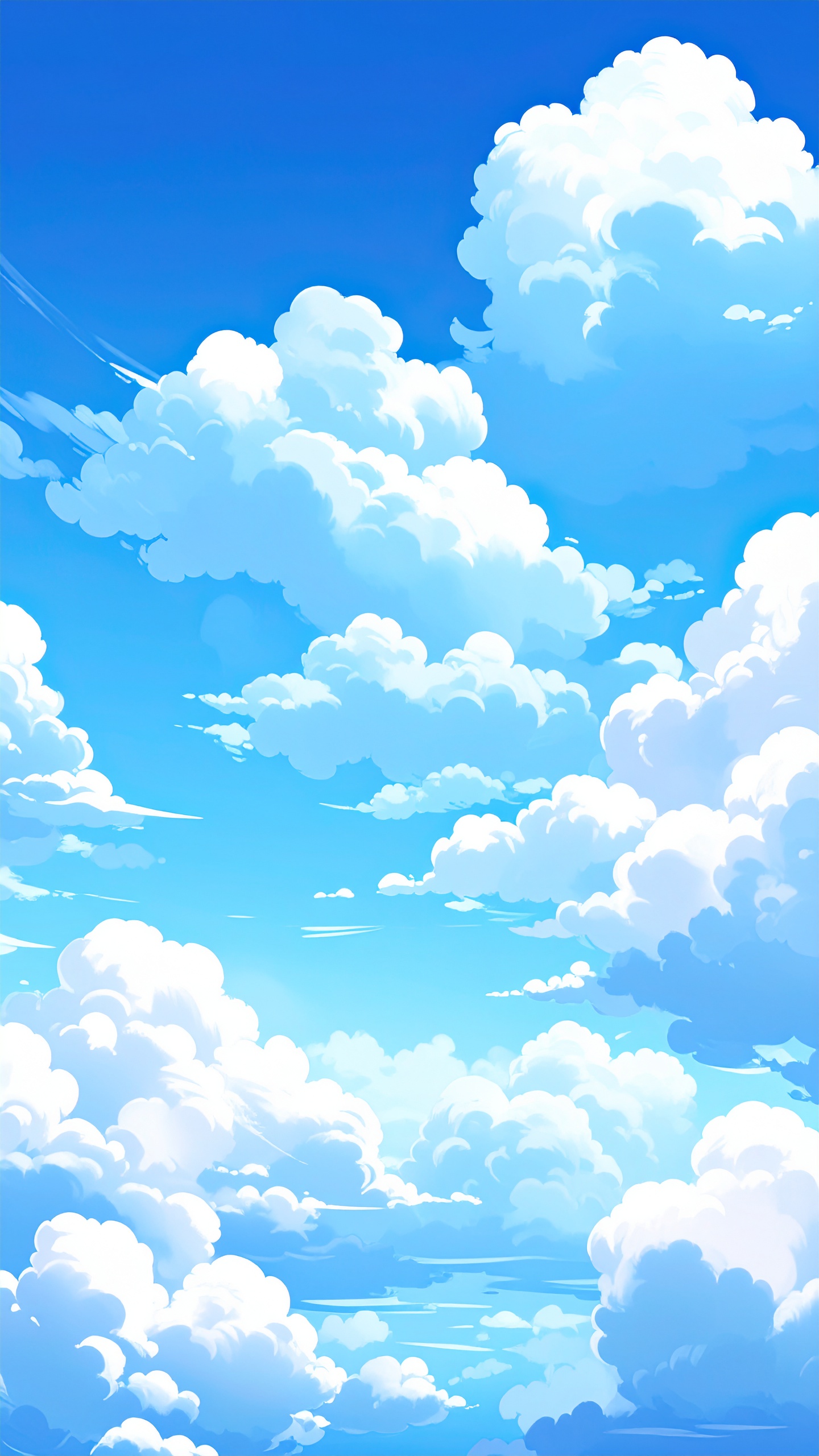 縦の青空と雲の背景イラスト