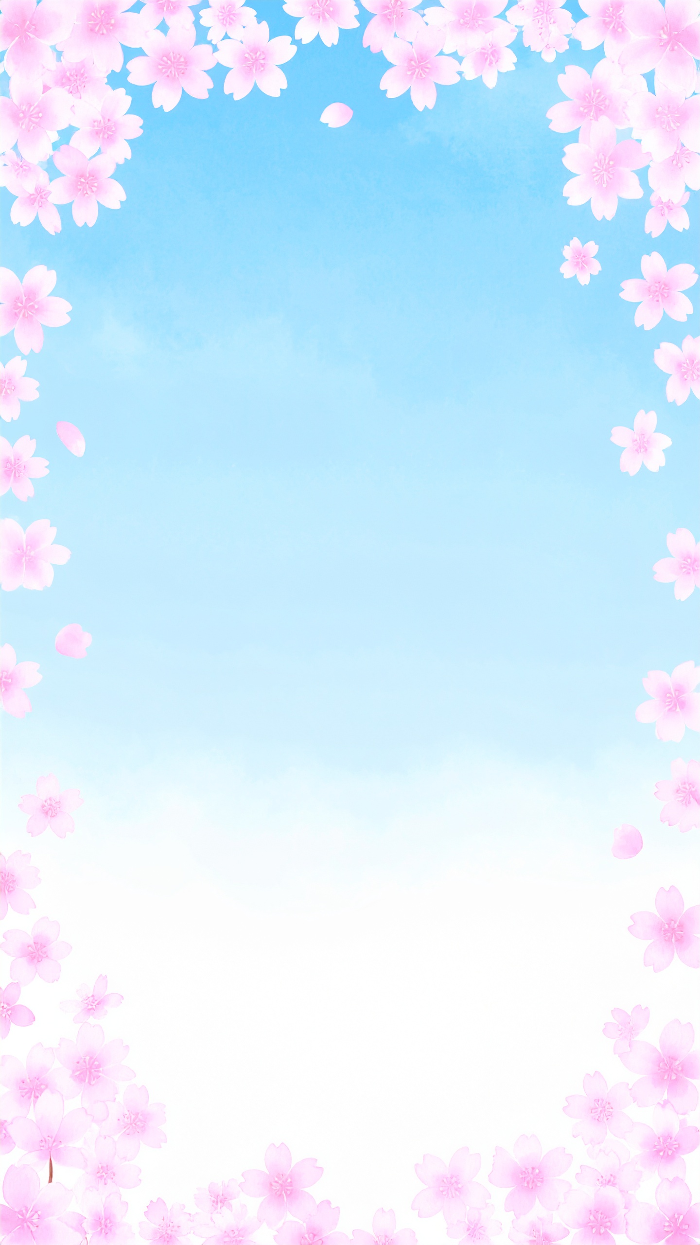 縦の桜のと青空の背景イラスト
