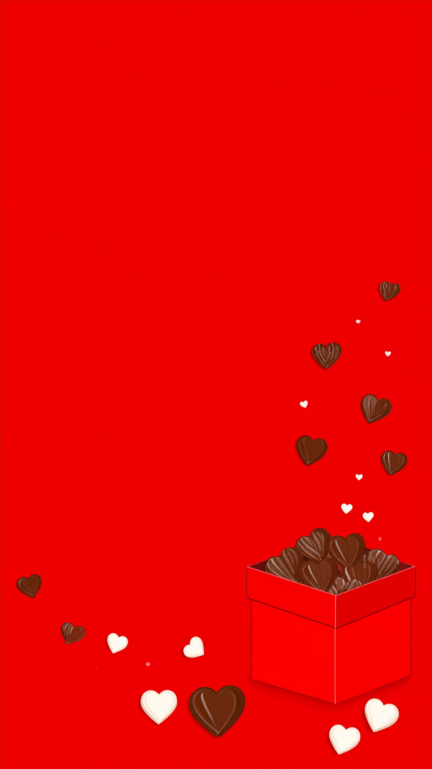 縦のバレンタインチョコレートの赤色背景画像