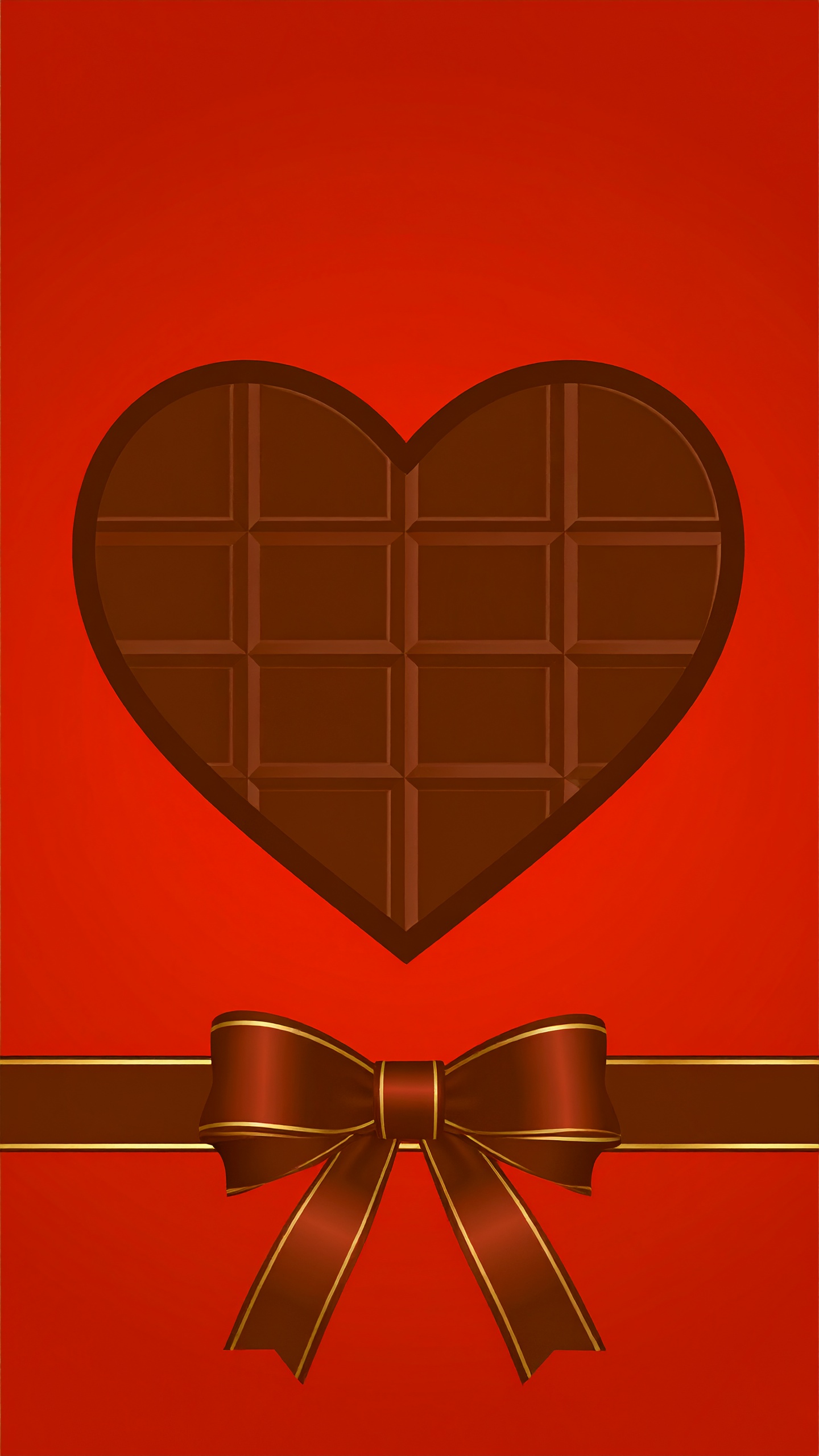 縦のバレンタインチョコレートの赤色背景イラスト
