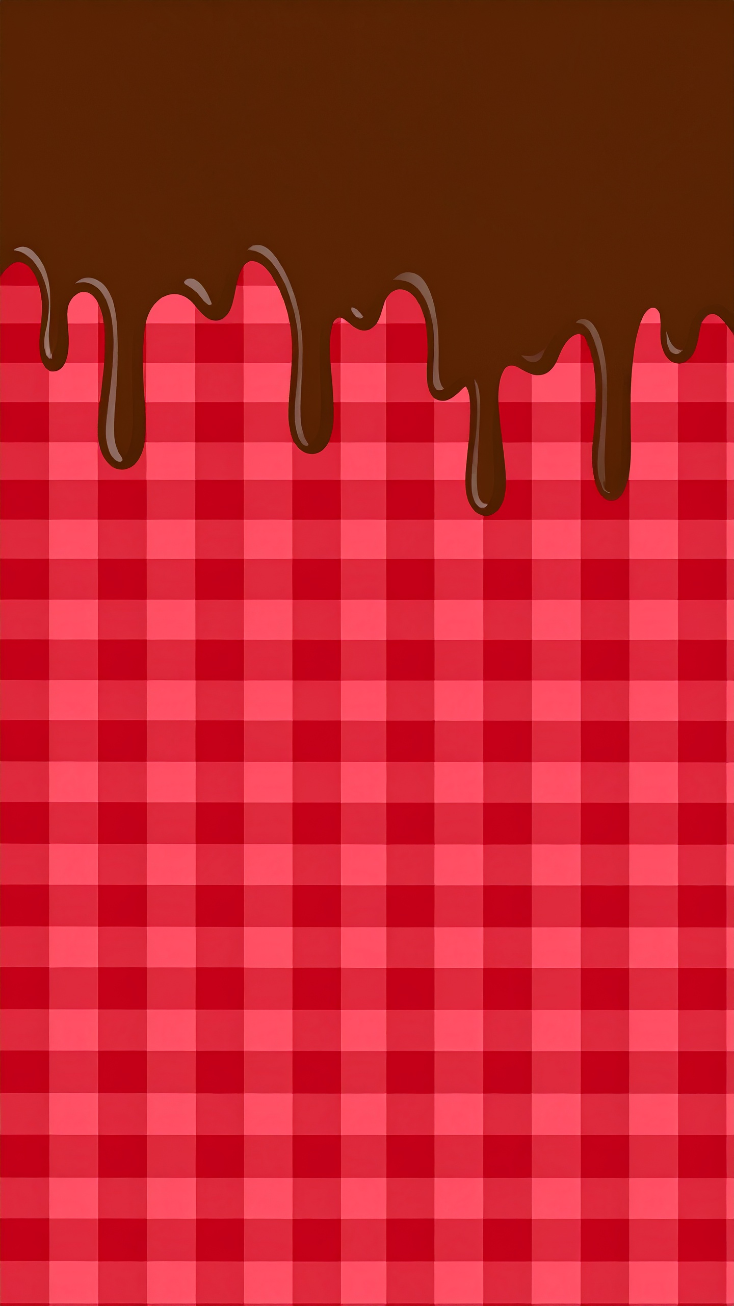 縦のチョコレートの赤色チェック柄背景イラスト