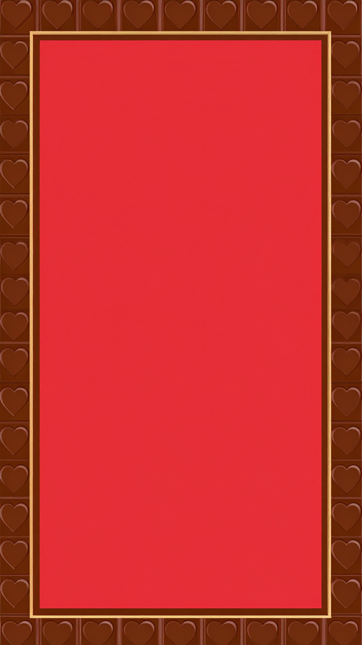 縦のチョコレートのフレームの赤色背景イラスト