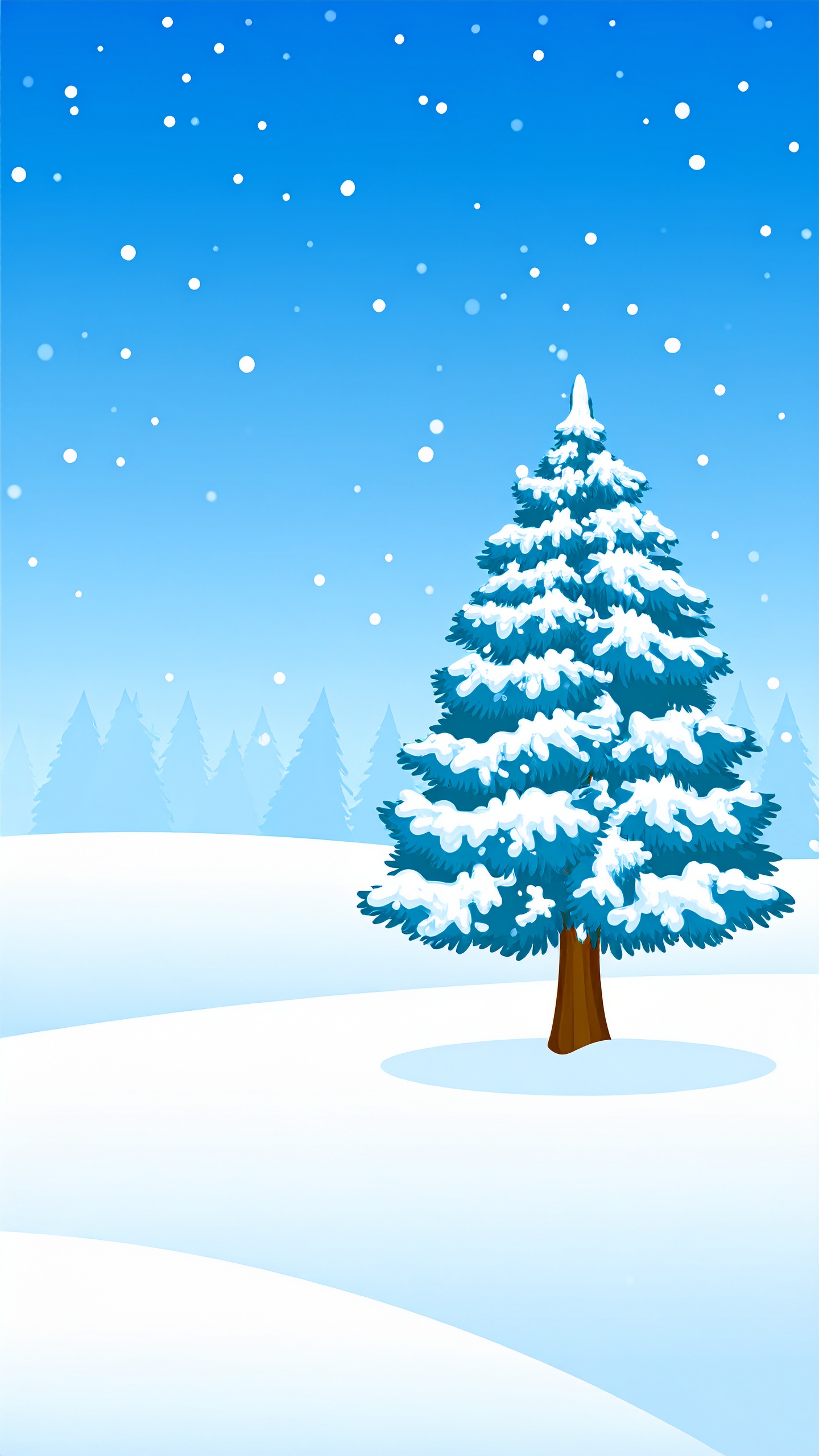 縦の冬の雪景色の背景イラスト