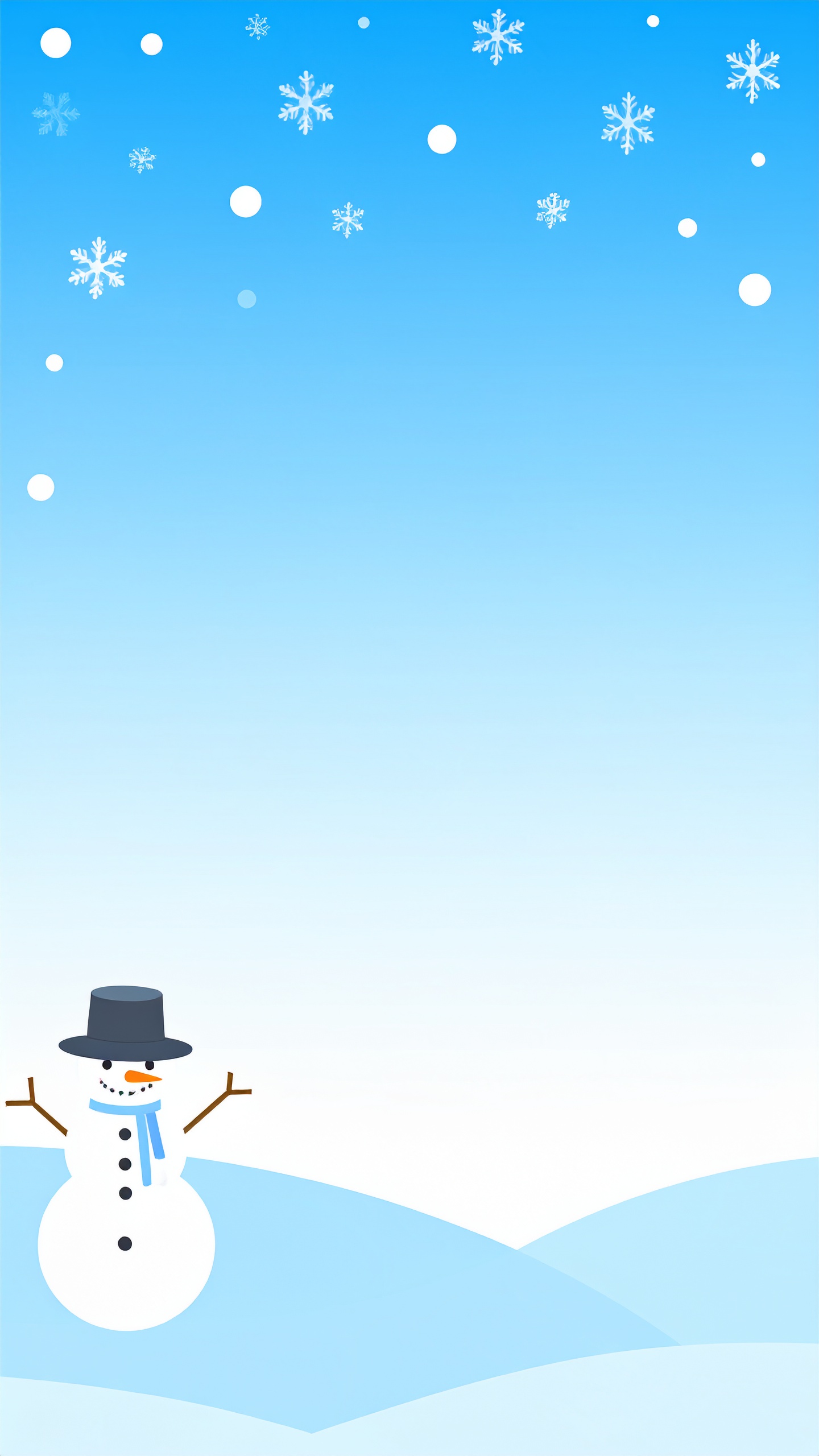 縦の冬の雪だるまの青色背景イラスト