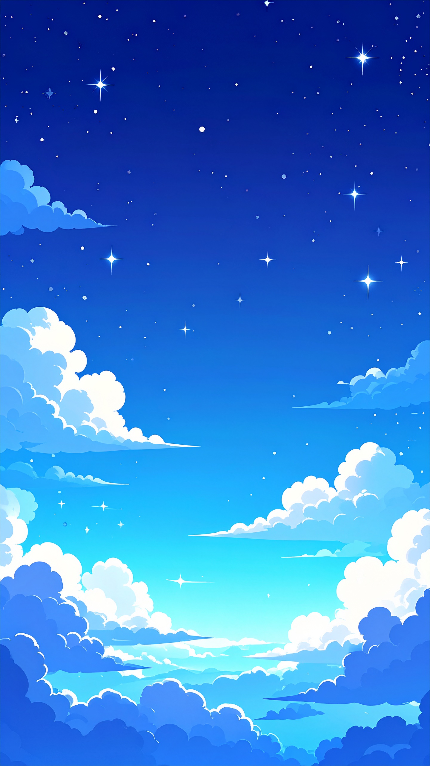 縦の夜空のアニメ風の背景壁紙