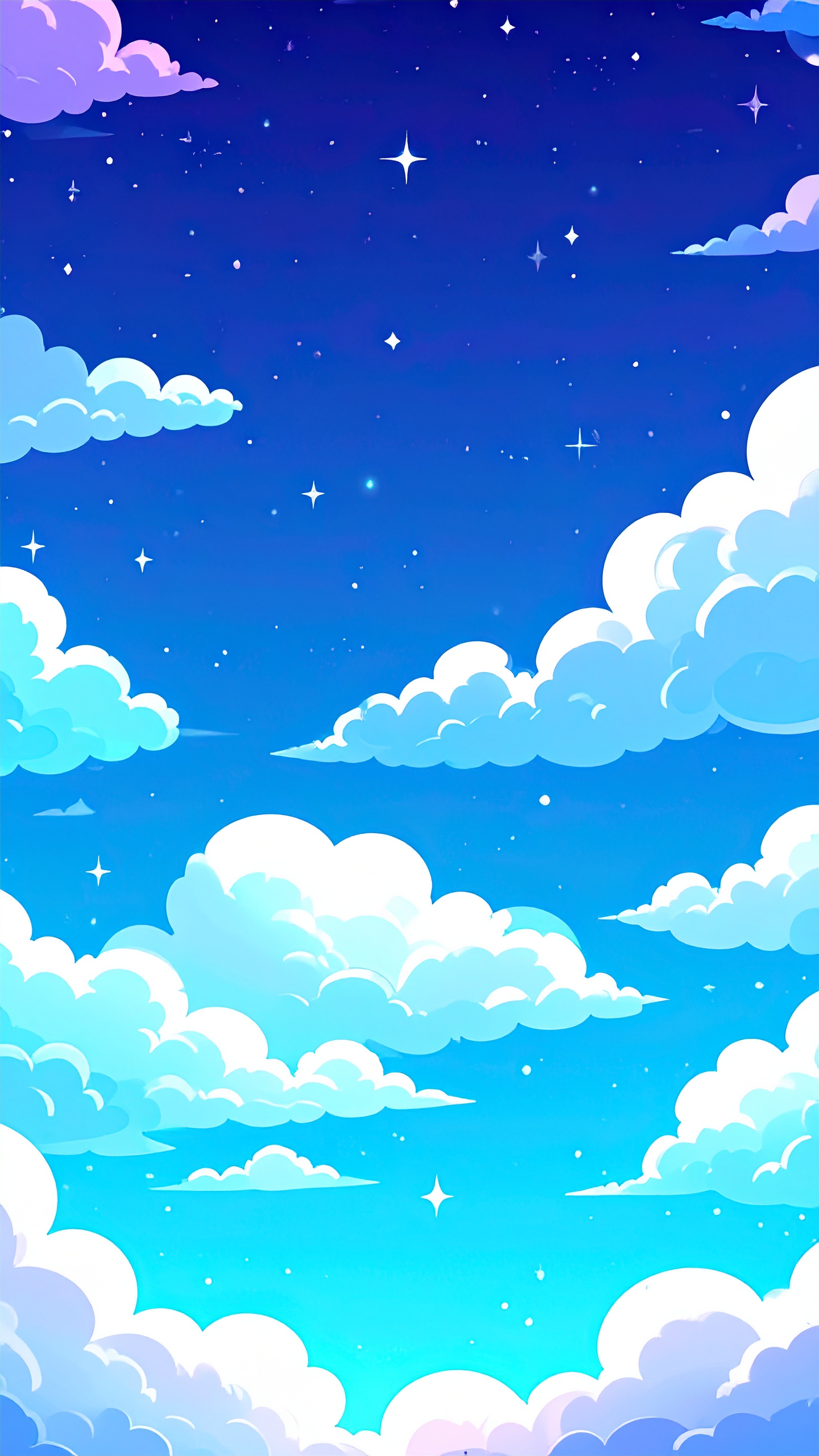 縦の夜空のアニメ風の背景素材