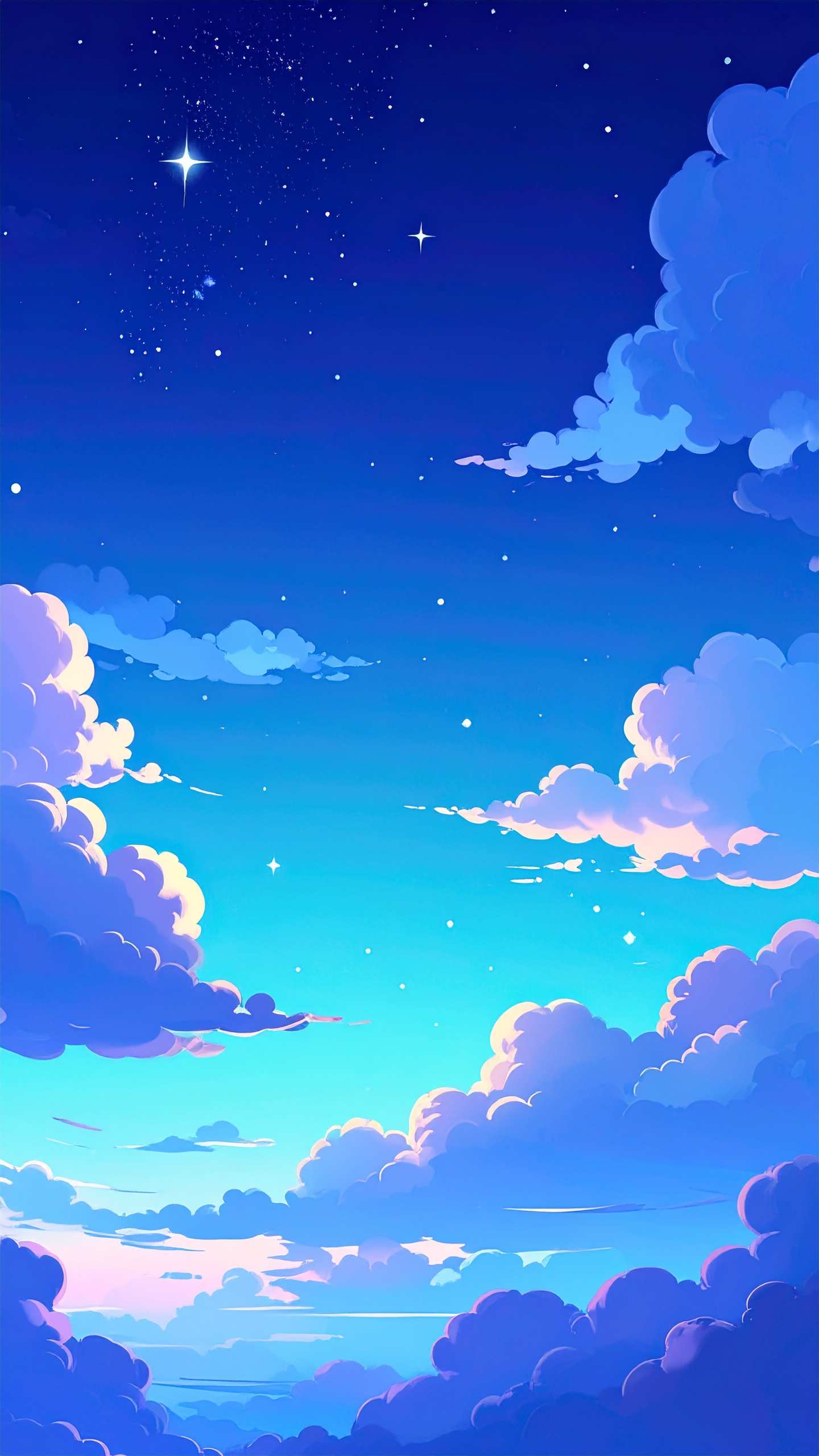 縦の夜空のアニメ風の背景画像