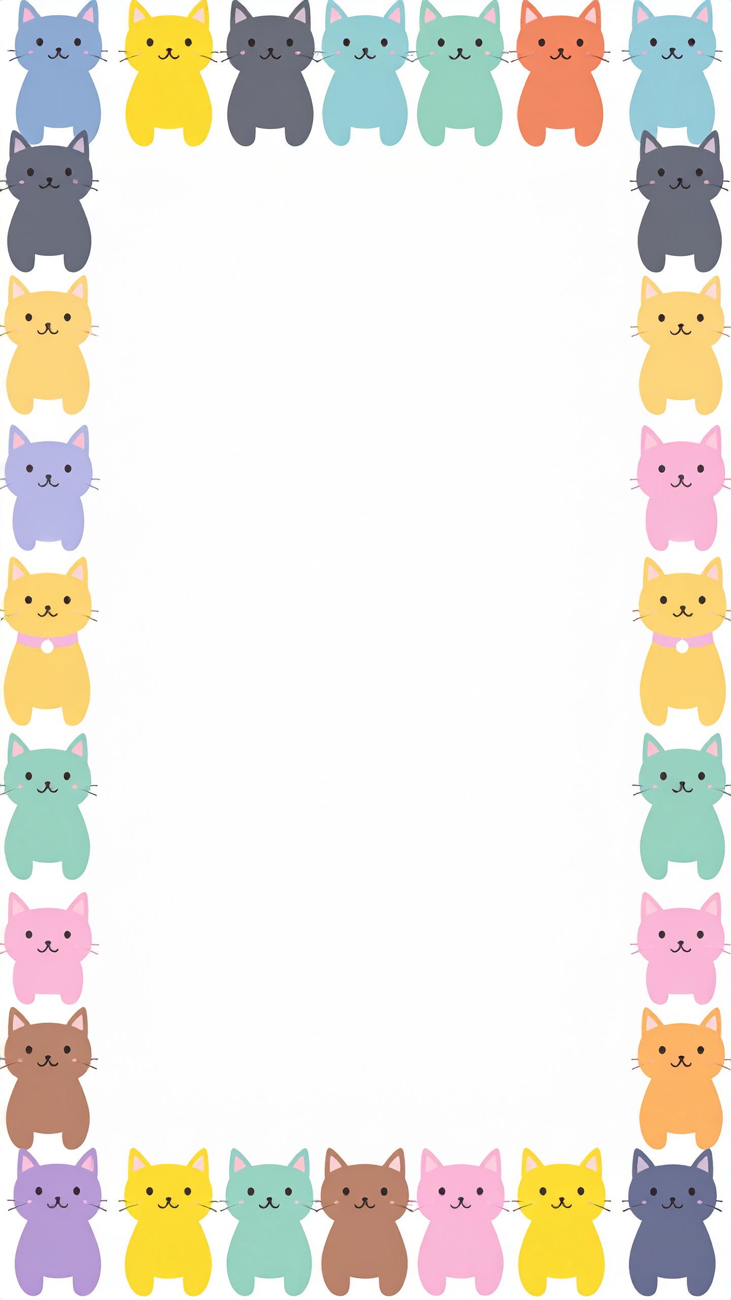 縦の猫のフレーム背景イラスト