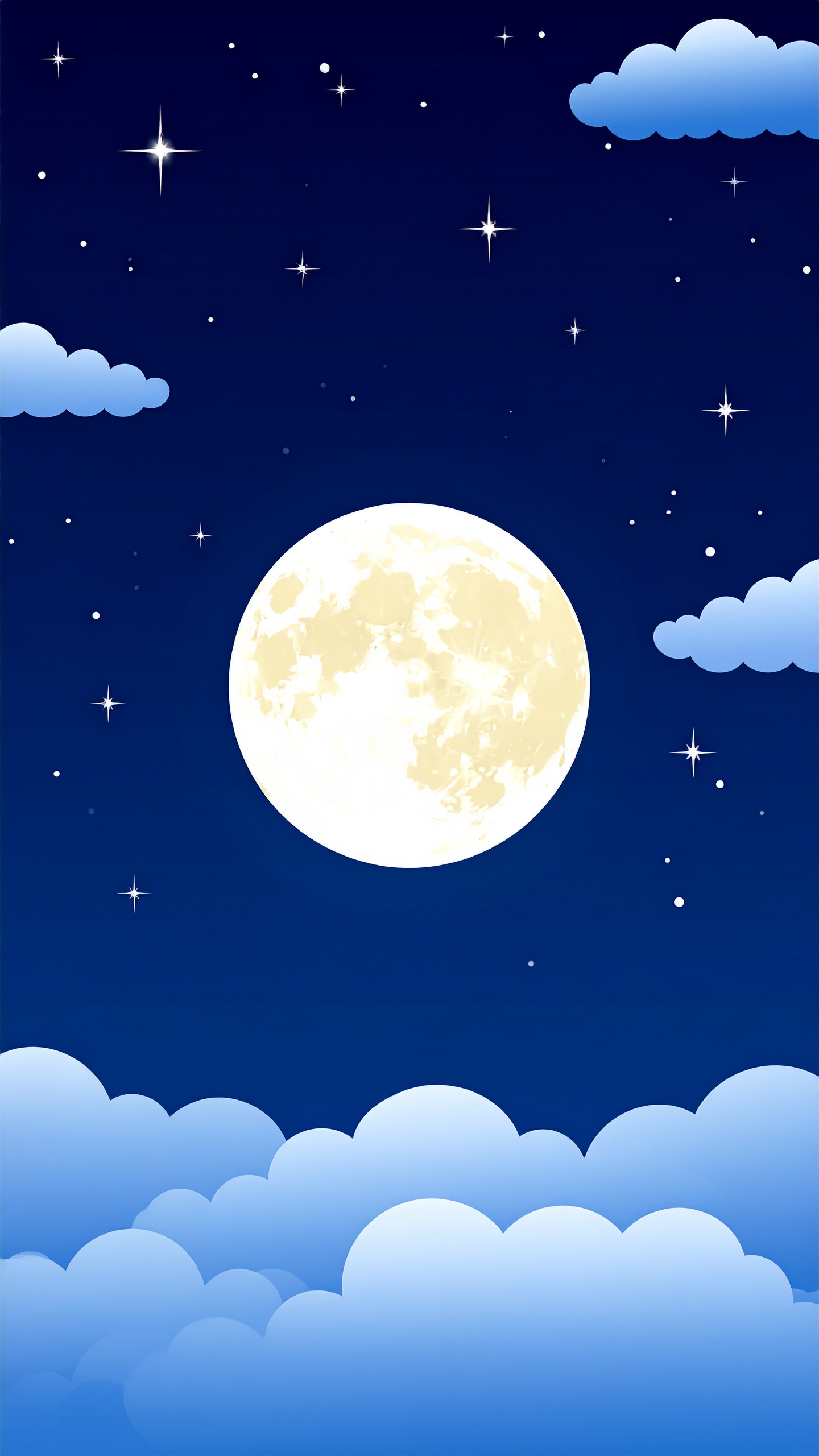 縦の夜空の月の背景イラスト