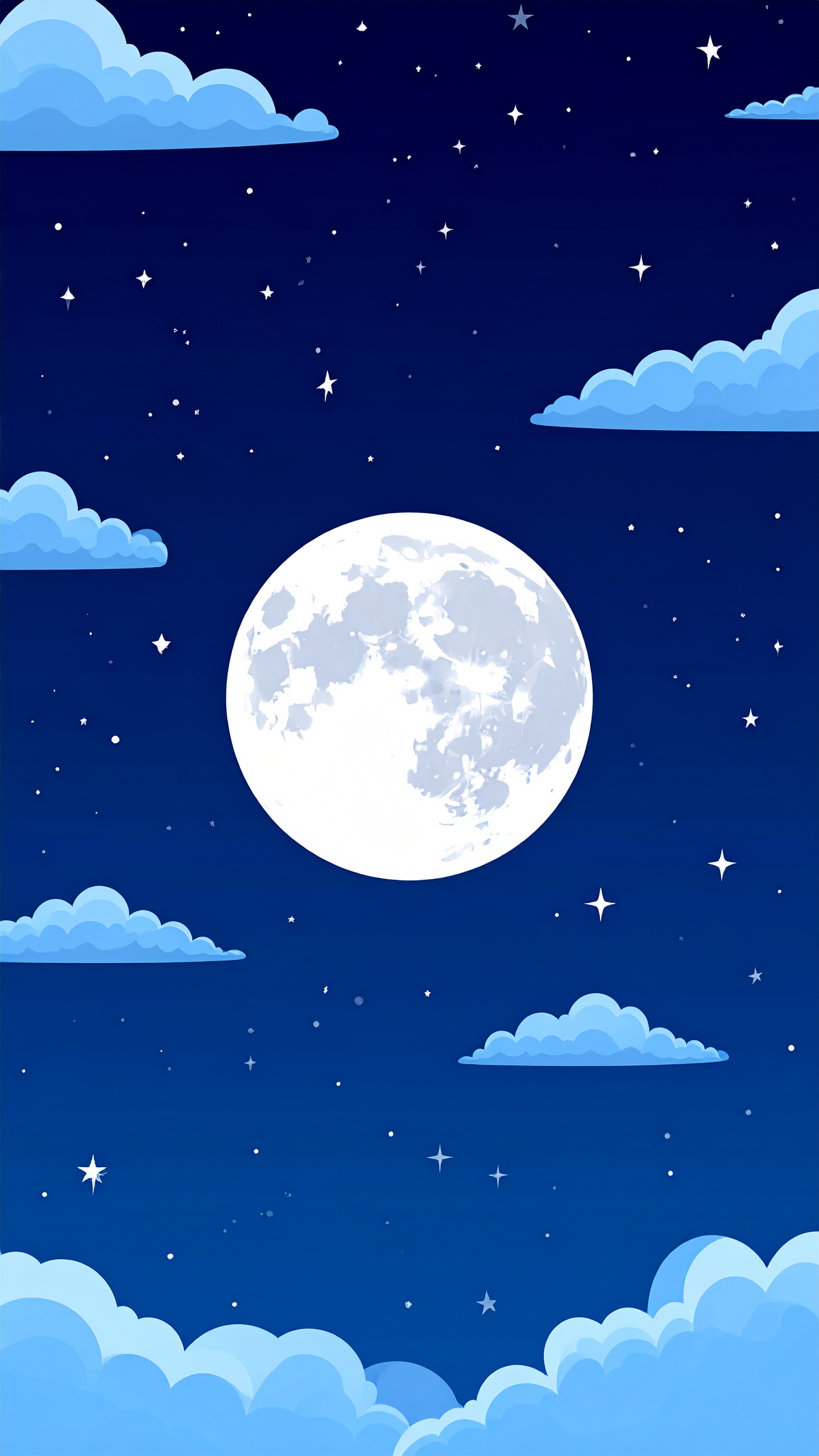 縦の夜の月の背景イラスト