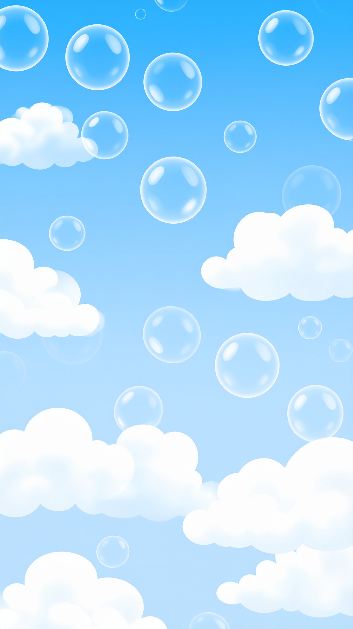 縦のしゃぼん玉と空の背景フリー素材