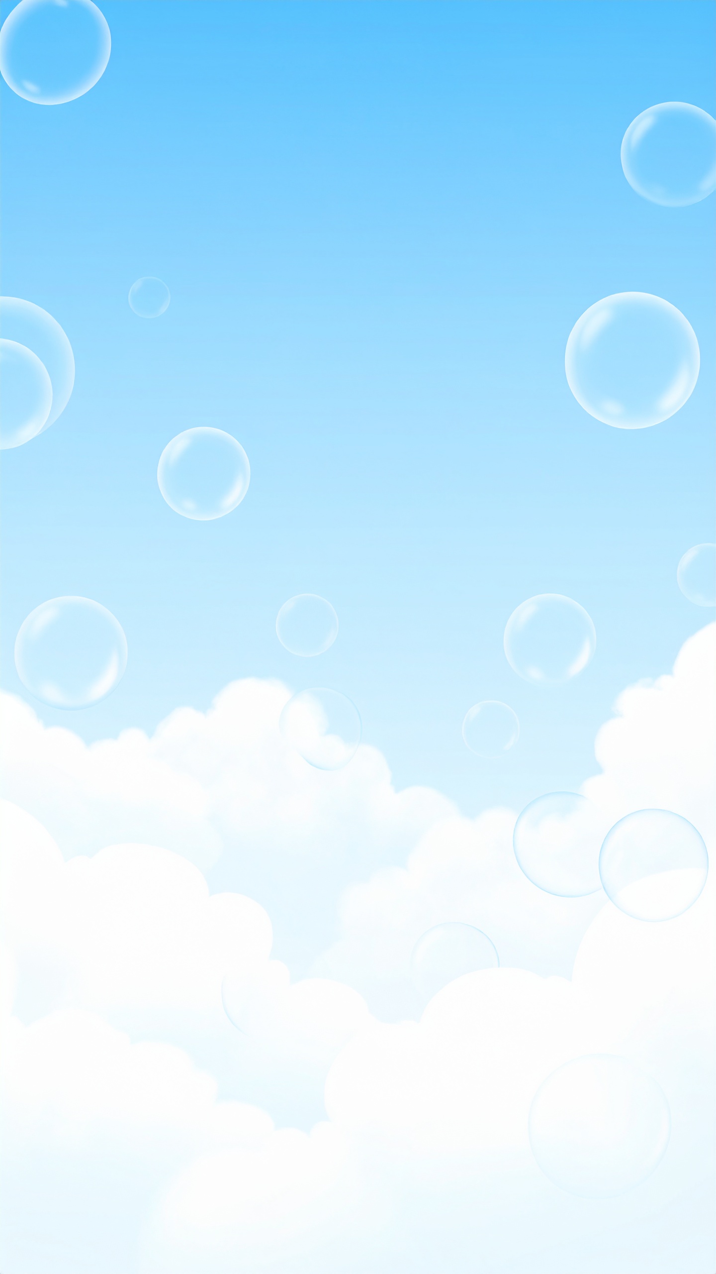 縦のしゃぼん玉と空の水色の背景イラスト