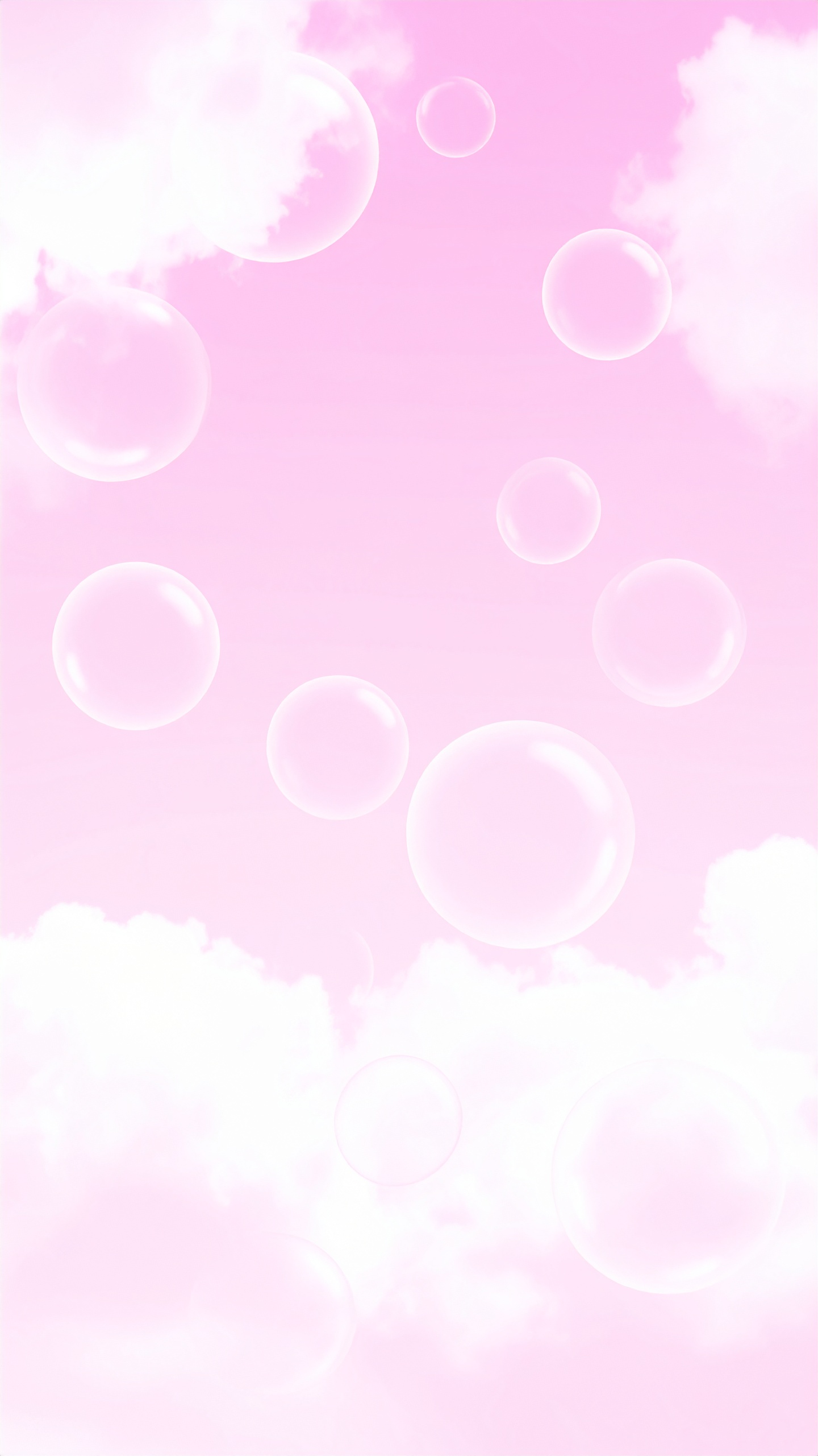 縦のしゃぼん玉と空のピンクの背景壁紙