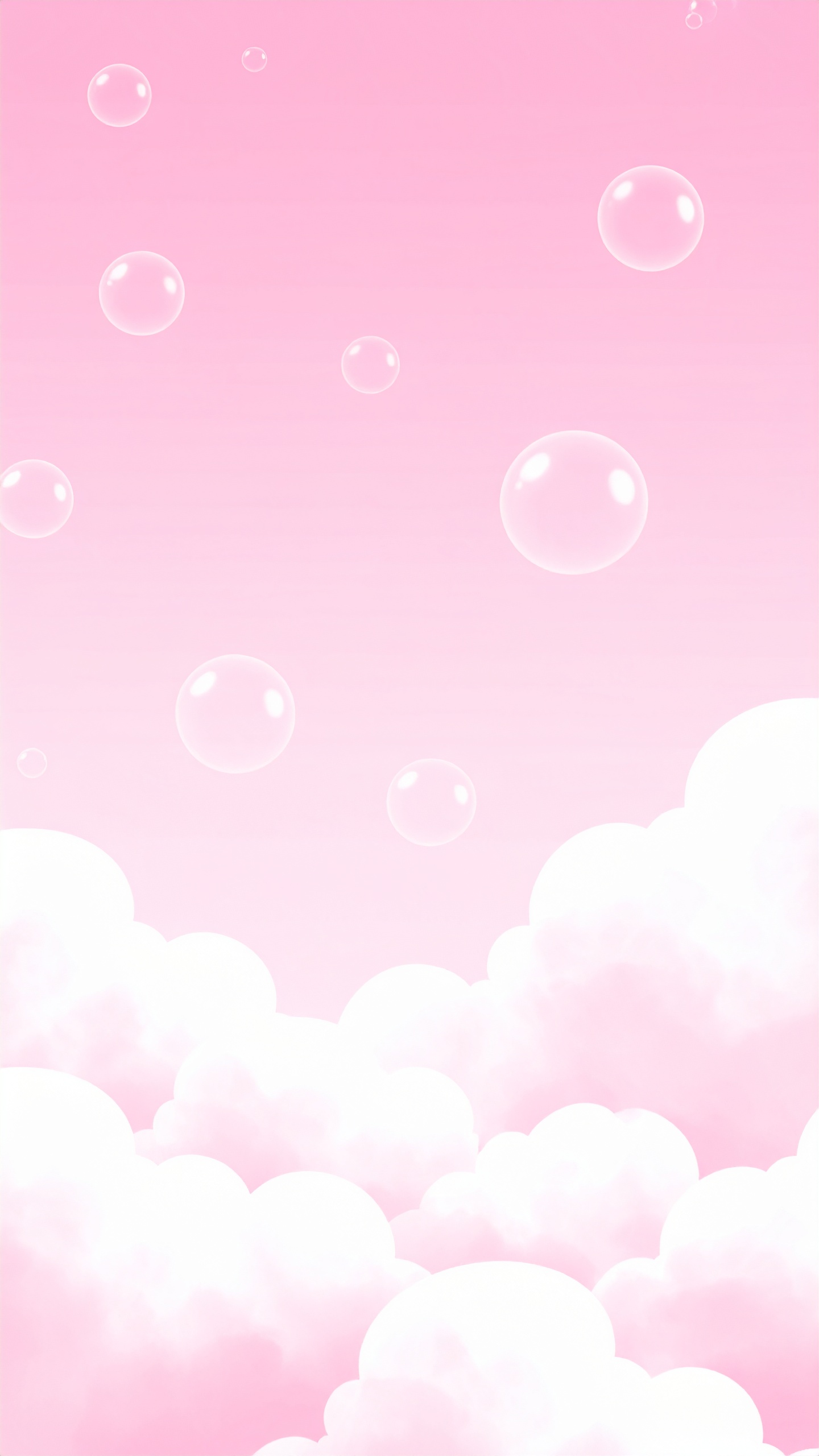 縦のしゃぼん玉と空のピンクの背景イラスト