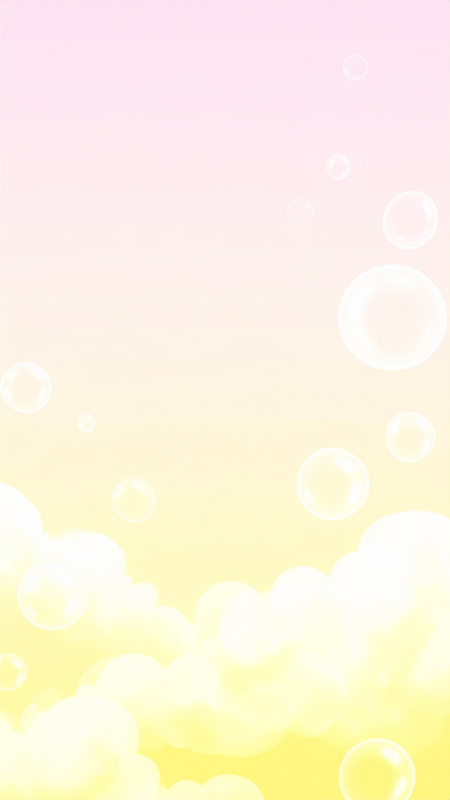 縦のしゃぼん玉と空のピンク・イエローの背景イラスト