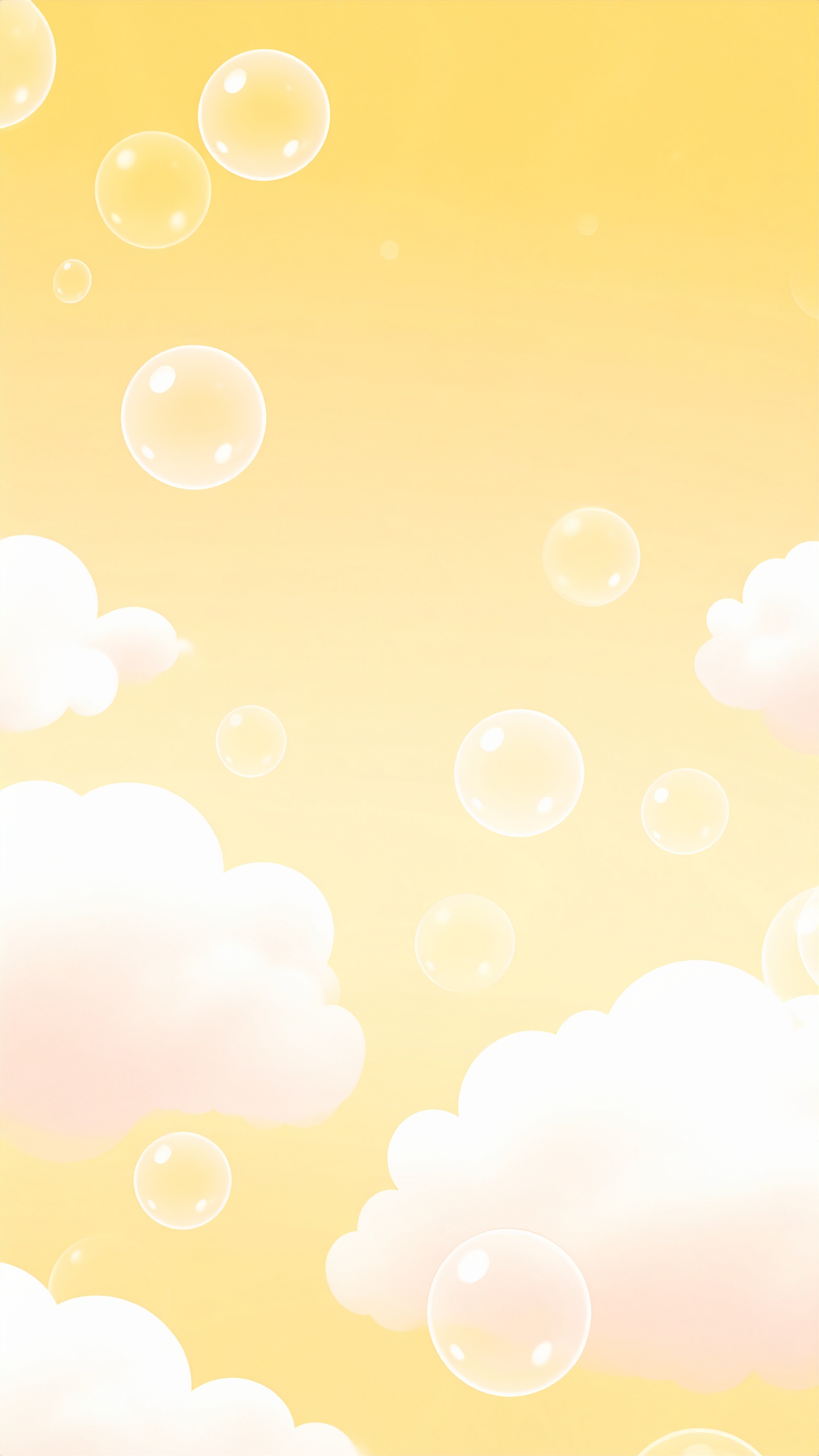縦のしゃぼん玉と空の黄色の背景イラスト