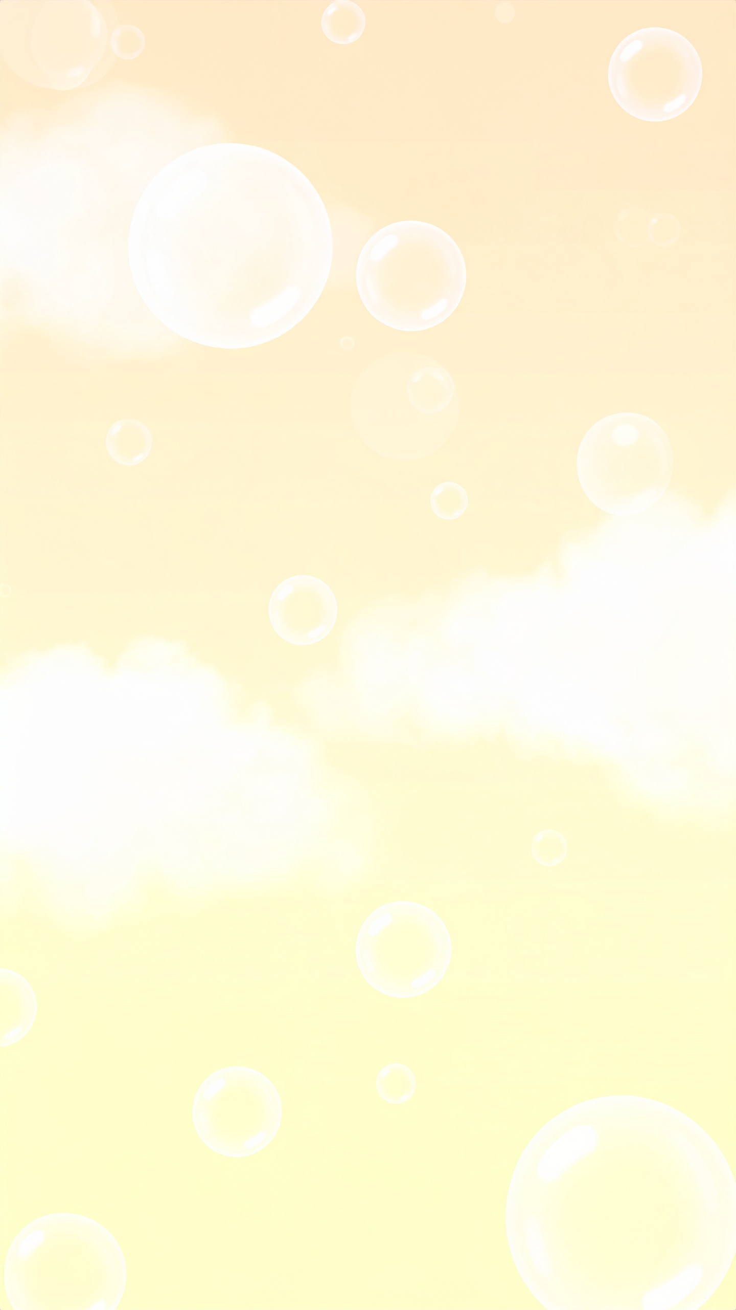 縦のしゃぼん玉と空の薄黄色の背景イラスト